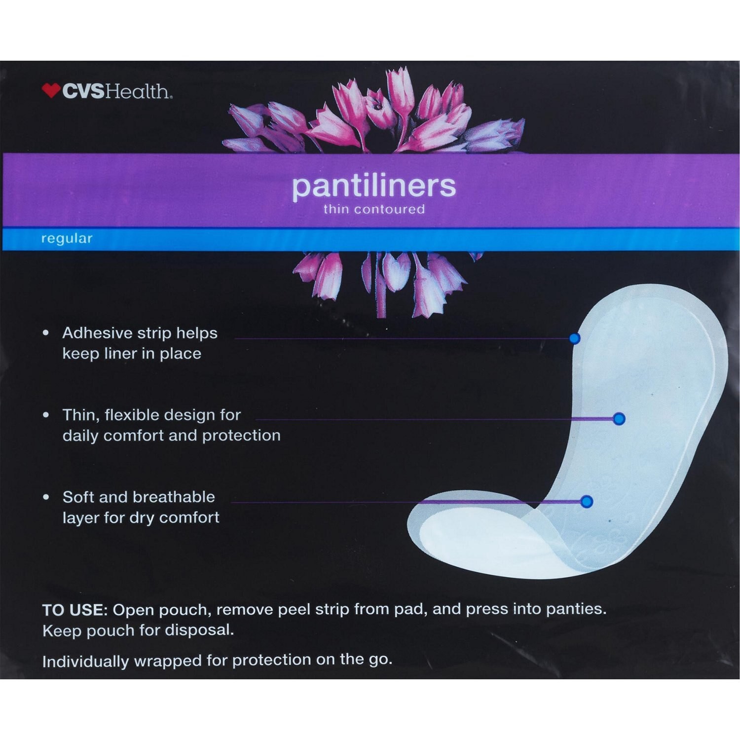 slide 2 of 4, CVS Health Thin Panty Liners, Unscented, Regular, 120 Ct, 1 ct