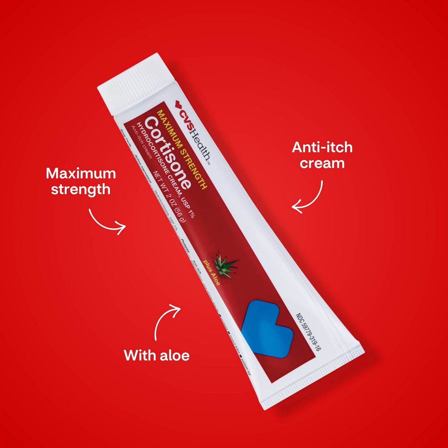 slide 2 of 8, CVS Health Maximum Strength Cortisone Anti-Itch Cream Plus Aloe, 2 Oz, 1 ct