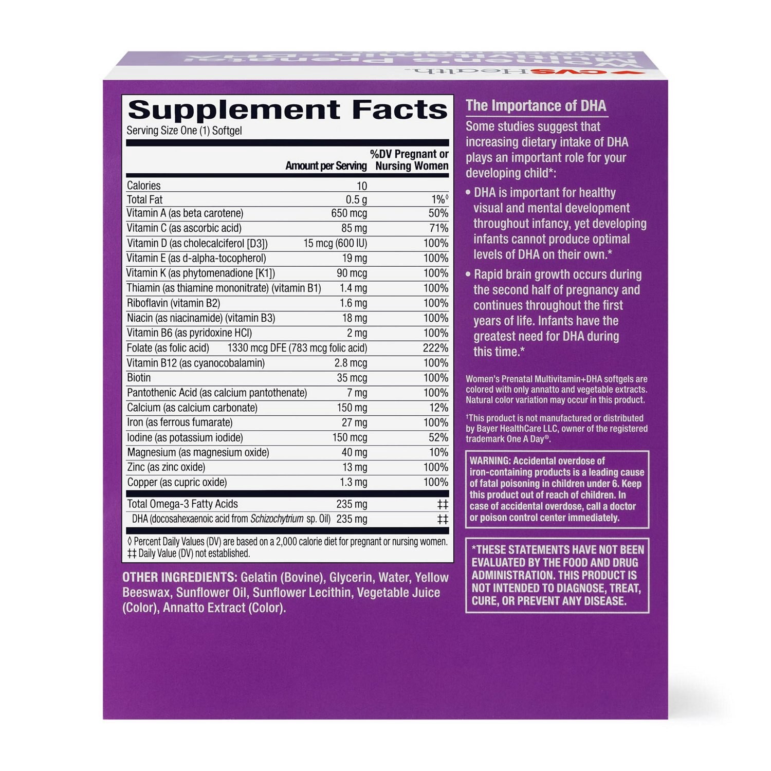 slide 4 of 8, CVS Health Women's Prenatal + Dha Tablets/Softgels, 120 Ct, 1 ct
