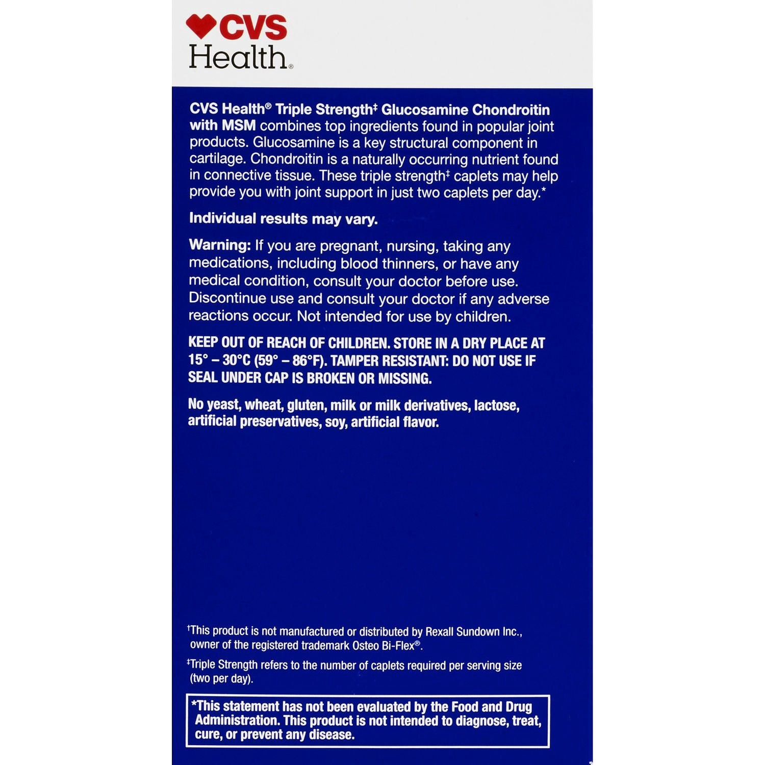 slide 3 of 7, CVS Health Glucosamine Chondroitin With Msm Caplets, 80 Ct, 1 ct