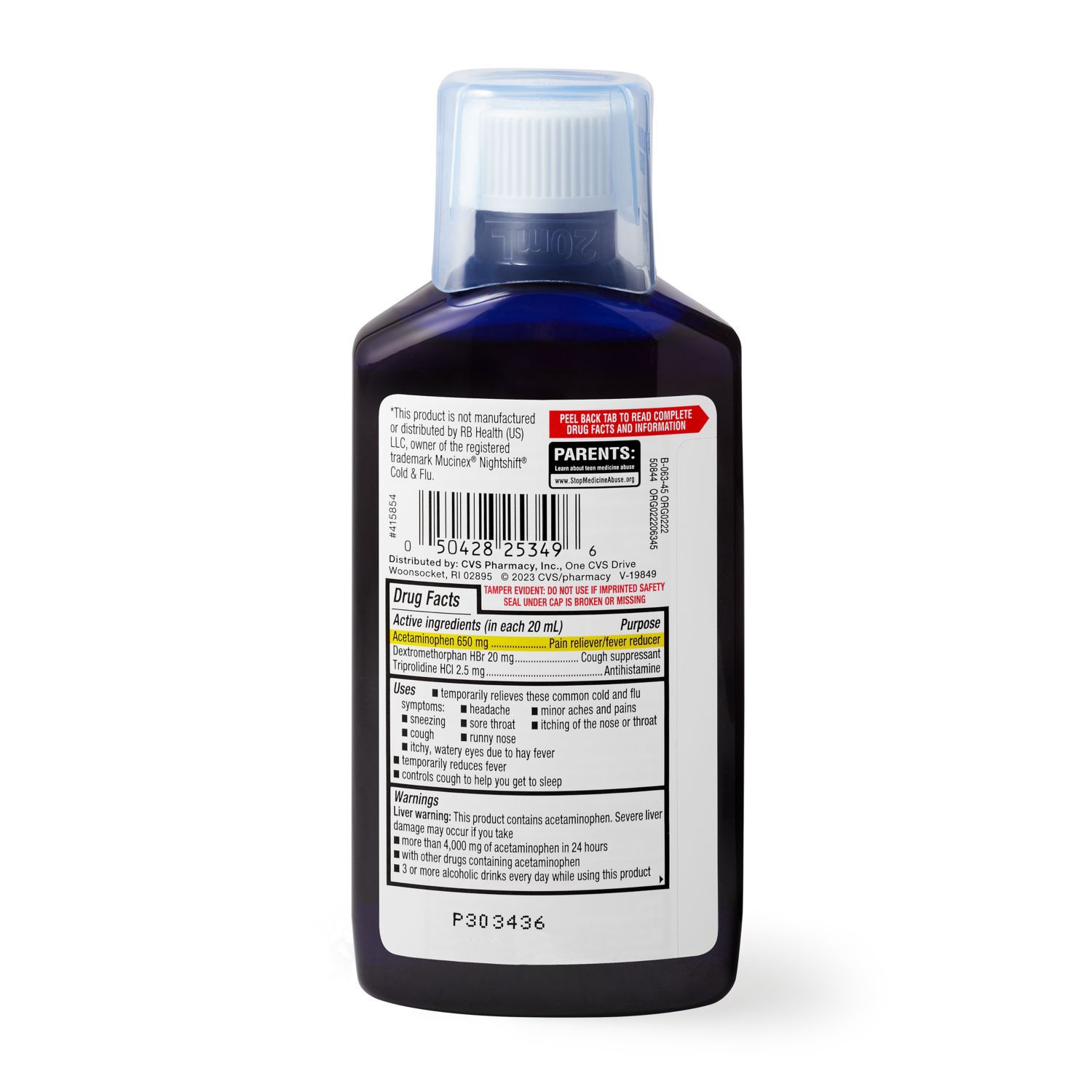 slide 6 of 8, CVS Health Nighttime Cold & Flu Multi-Symptom Relief Liquid, 6 Oz, 1 ct
