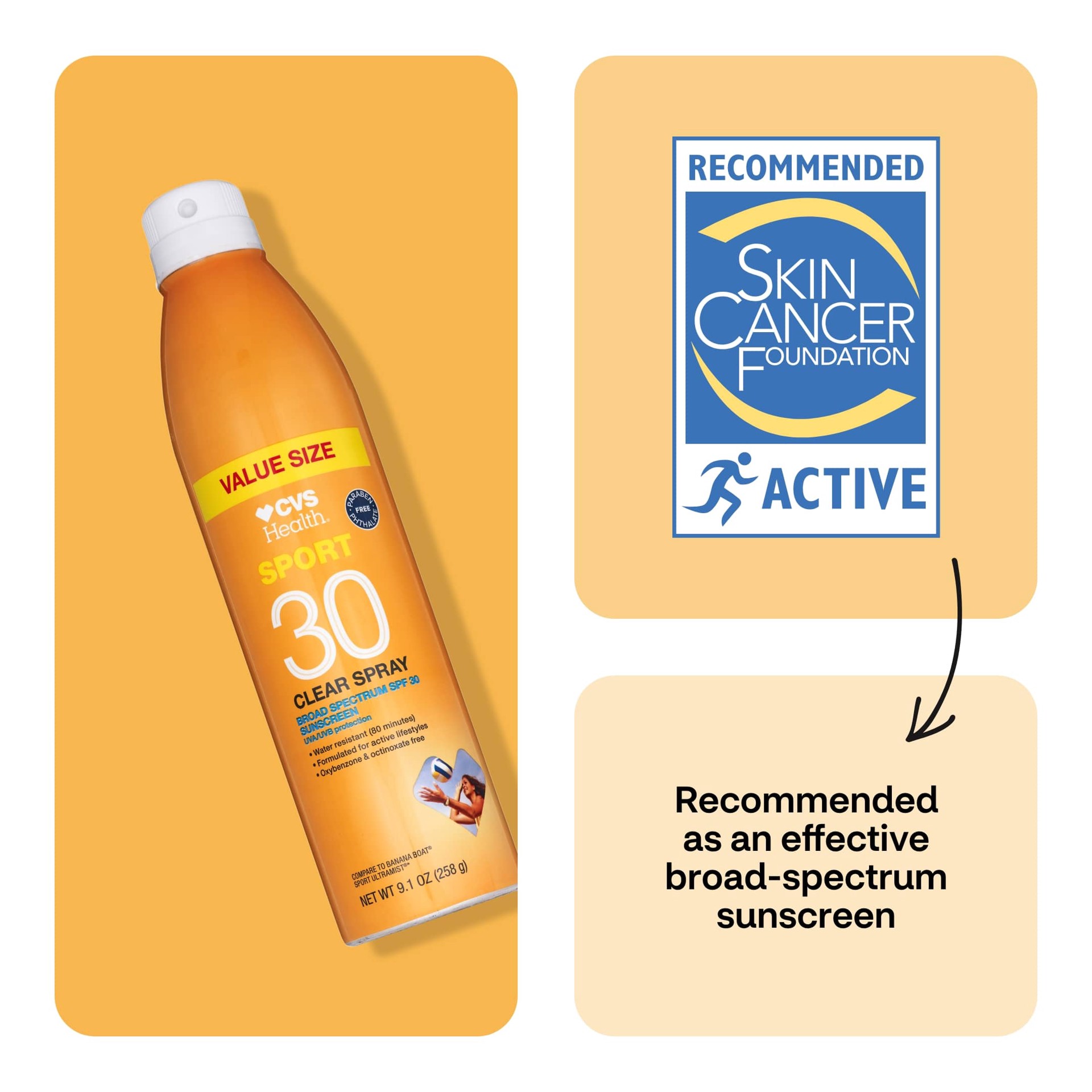 slide 7 of 9, CVS Health Sport Clear Broad Spectrum Sunscreen Spray 6 Oz, Spf 30, 1 ct