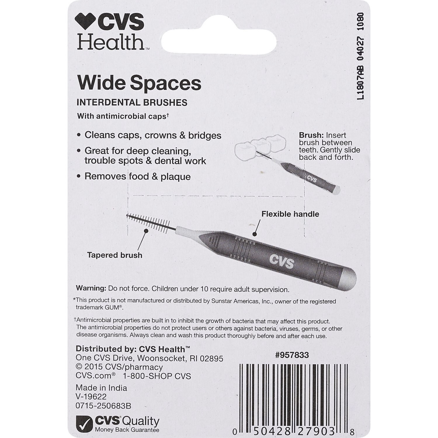 slide 3 of 3, CVS Health Wide Spaces Interdental Brushes, Mint, 16 Ct, 1 ct