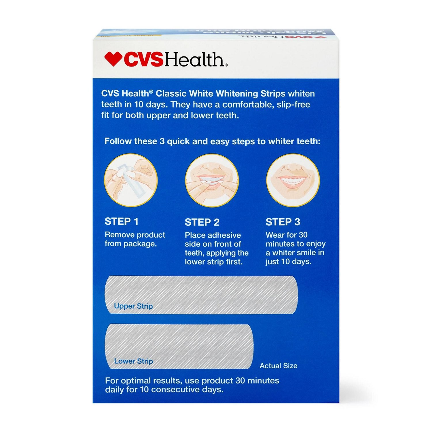 slide 2 of 4, CVS Health Classic White Whitening Strips, 10 Treatments, 10 ct