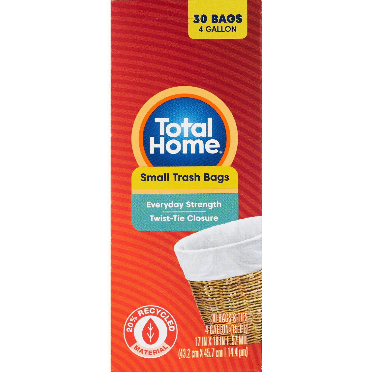 slide 2 of 6, Total Home Small Trash Liners, 4 Gallon, 30 Ct, 30 ct
