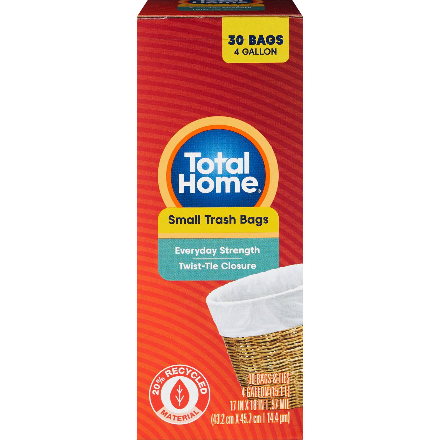 slide 5 of 6, Total Home Small Trash Liners, 4 Gallon, 30 Ct, 30 ct
