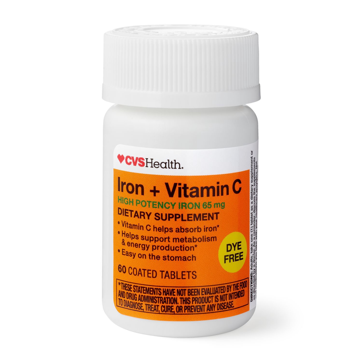 slide 5 of 6, Cvs Health Iron + Vitamin C Tablets, 60 Ct, 1 ct