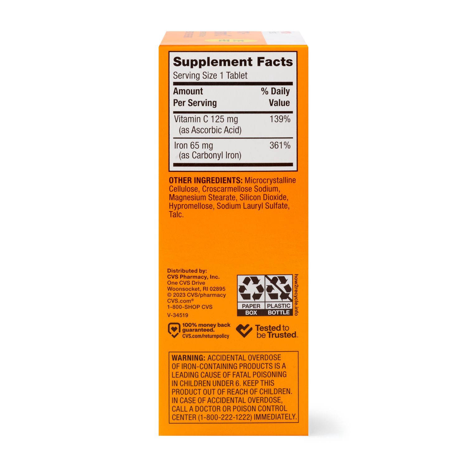 slide 2 of 6, Cvs Health Iron + Vitamin C Tablets, 60 Ct, 1 ct