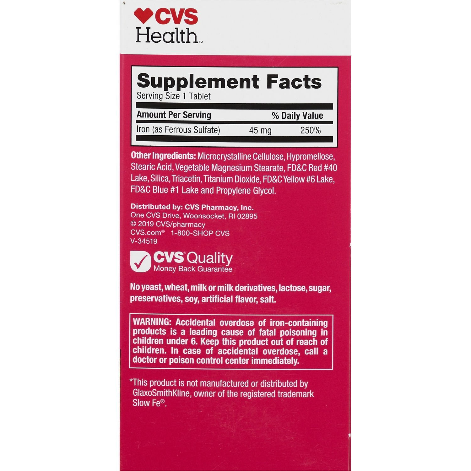 slide 4 of 7, Cvs Health Slow Release Iron Tablets, 90 Ct, 1 ct