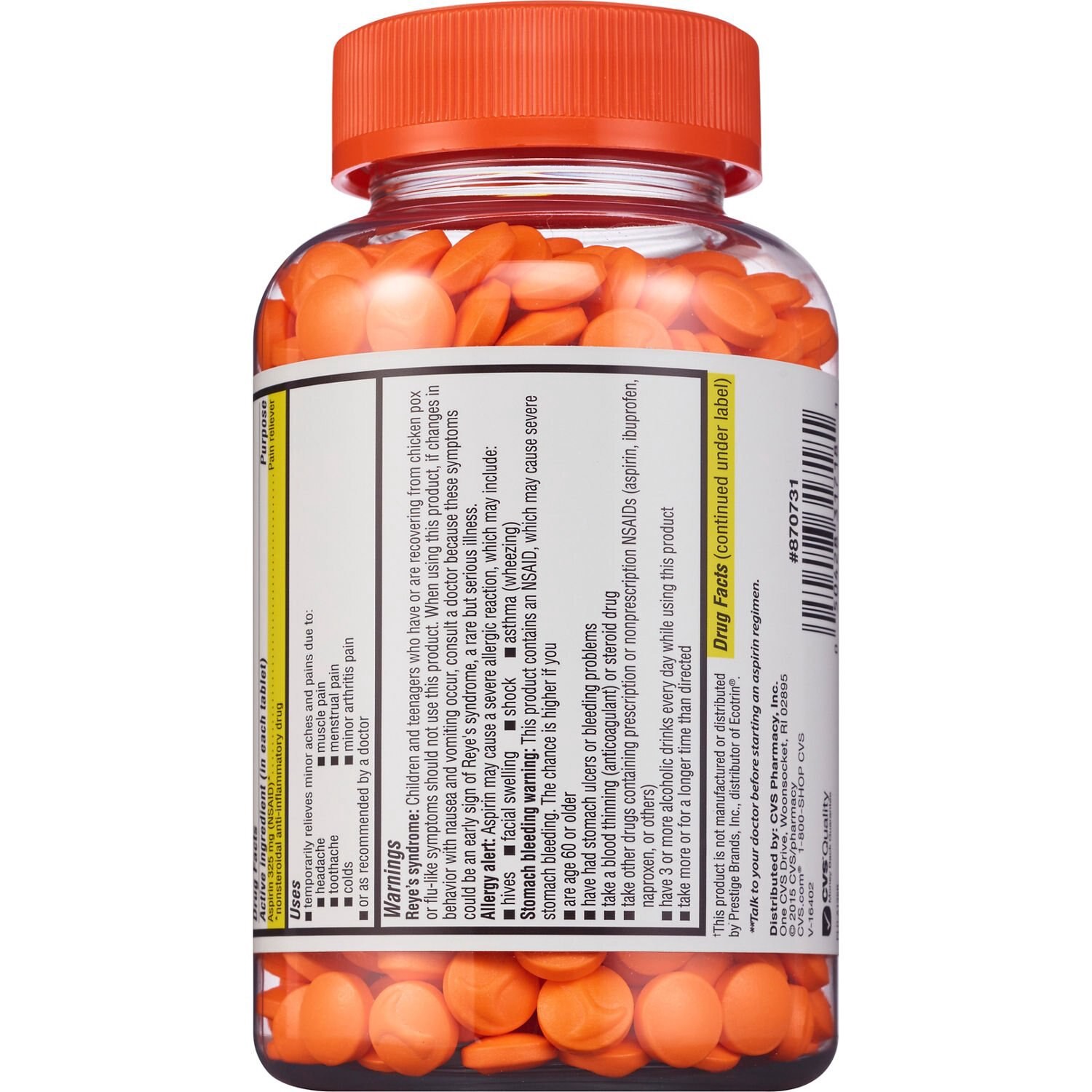 slide 3 of 6, Cvs Health Regular Strength Aspirin 325 Mg Enteric Coated Tablets, 500 Ct, 1 ct