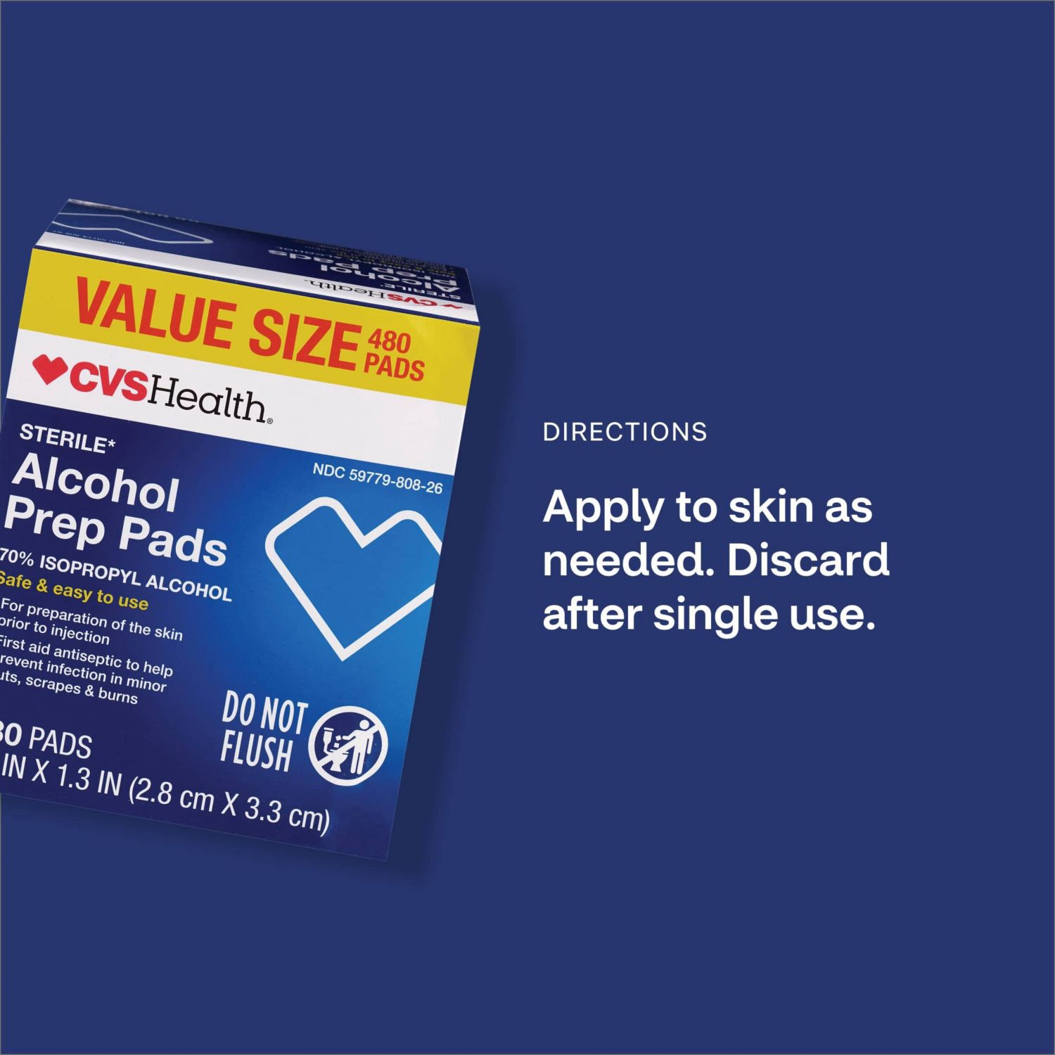 slide 5 of 9, CVS Health Sterile Alcohol Prep Pads, 480 Ct, 1 ct