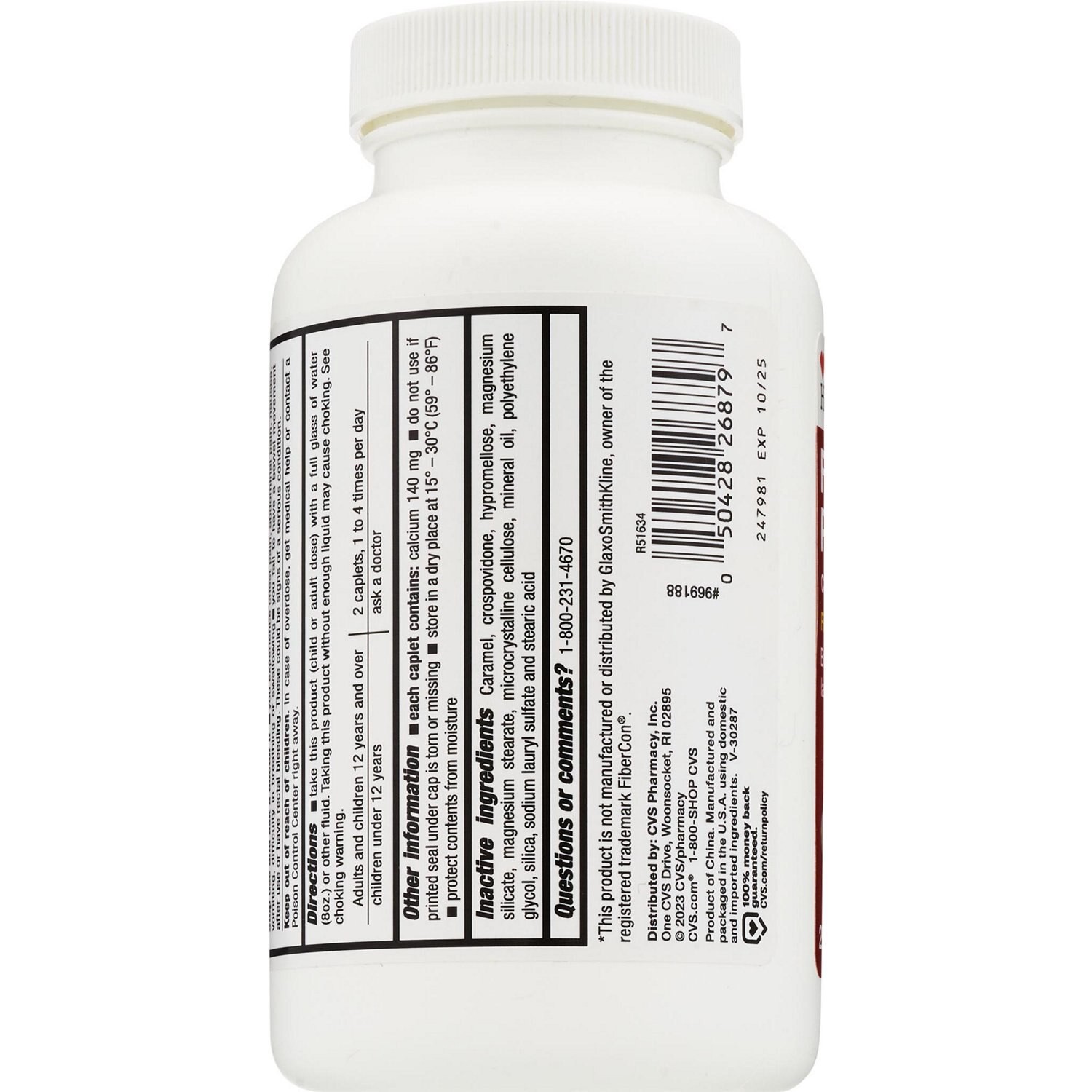 slide 2 of 4, CVS Health Fiber Laxative + Calcium, 250 Ct, 1 ct