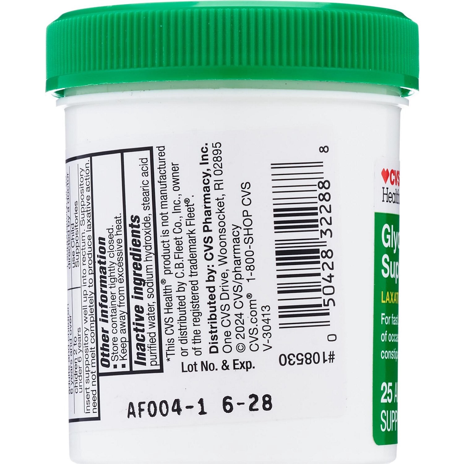 slide 4 of 5, CVS Health Glycerin Suppositories Adult Size, 25 Ct, 1 ct