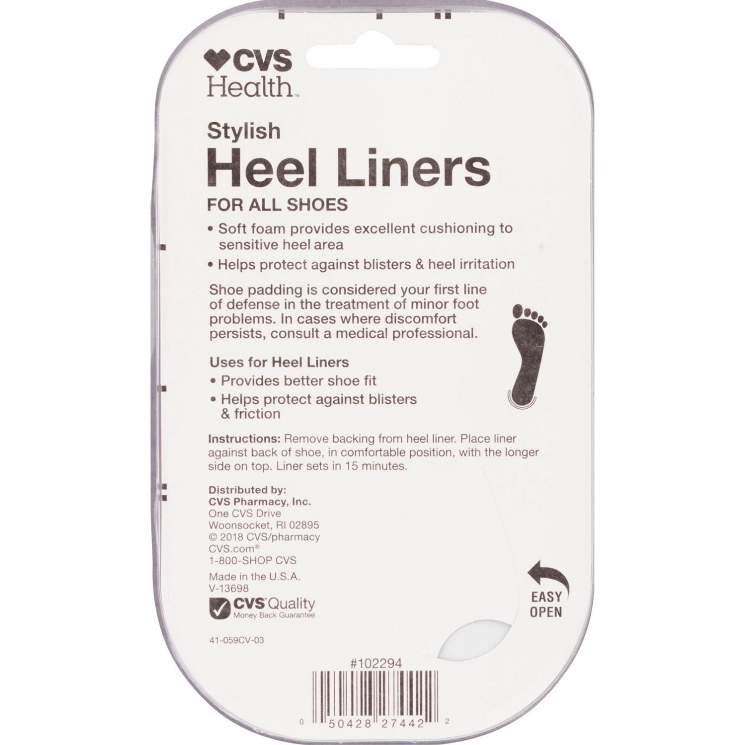 slide 2 of 3, CVS Health Heel Liners For All Shoes, 1 Pair, 1 ct