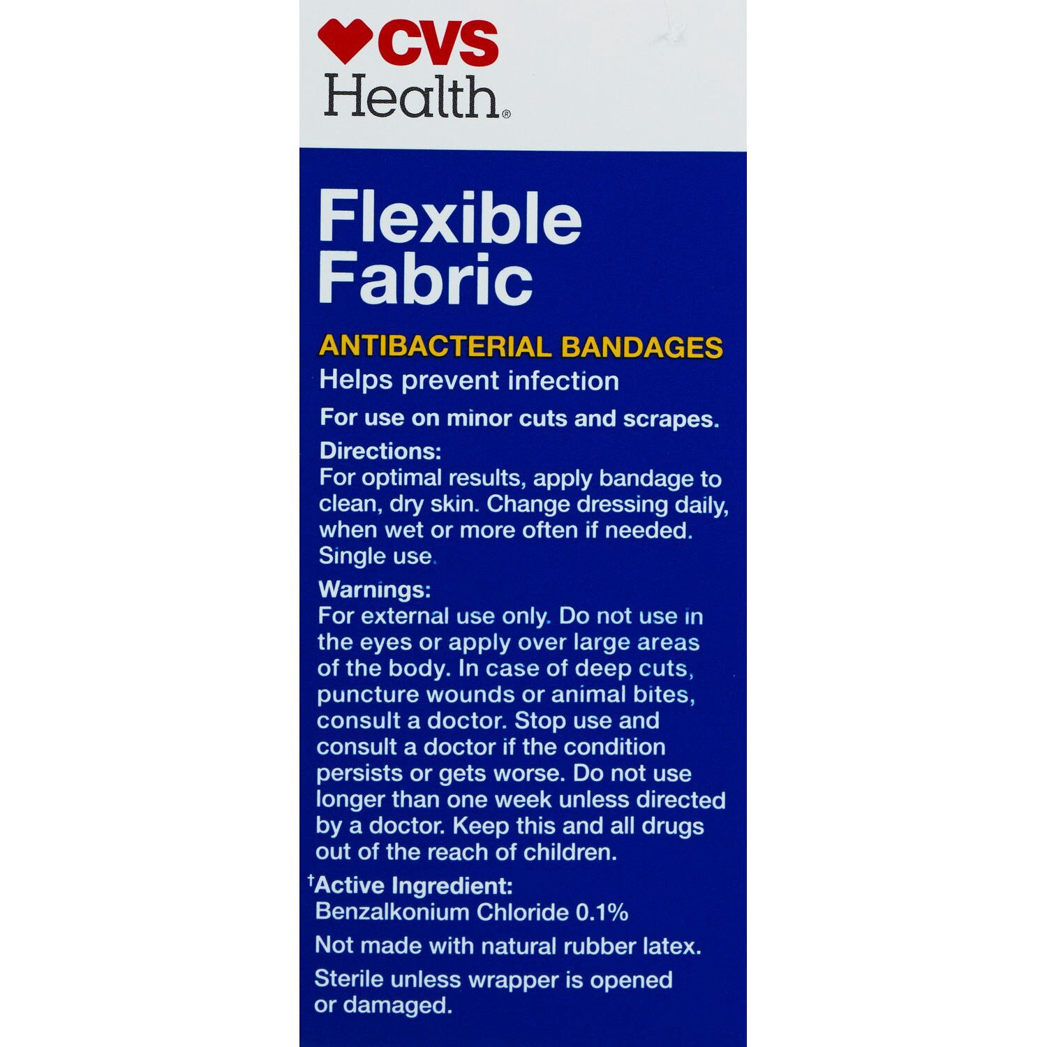 slide 4 of 10, CVS Health Flexible Fabric Anti-Bacterial Bandages, One Size, 100 Ct, 1 ct