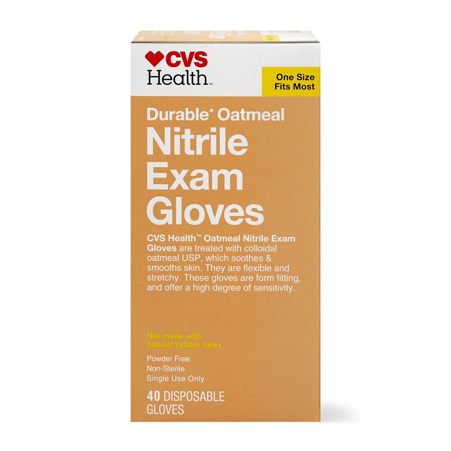slide 3 of 5, CVS Health Oatmeal Nitrile Exam Gloves, 40 Ct, 1 ct