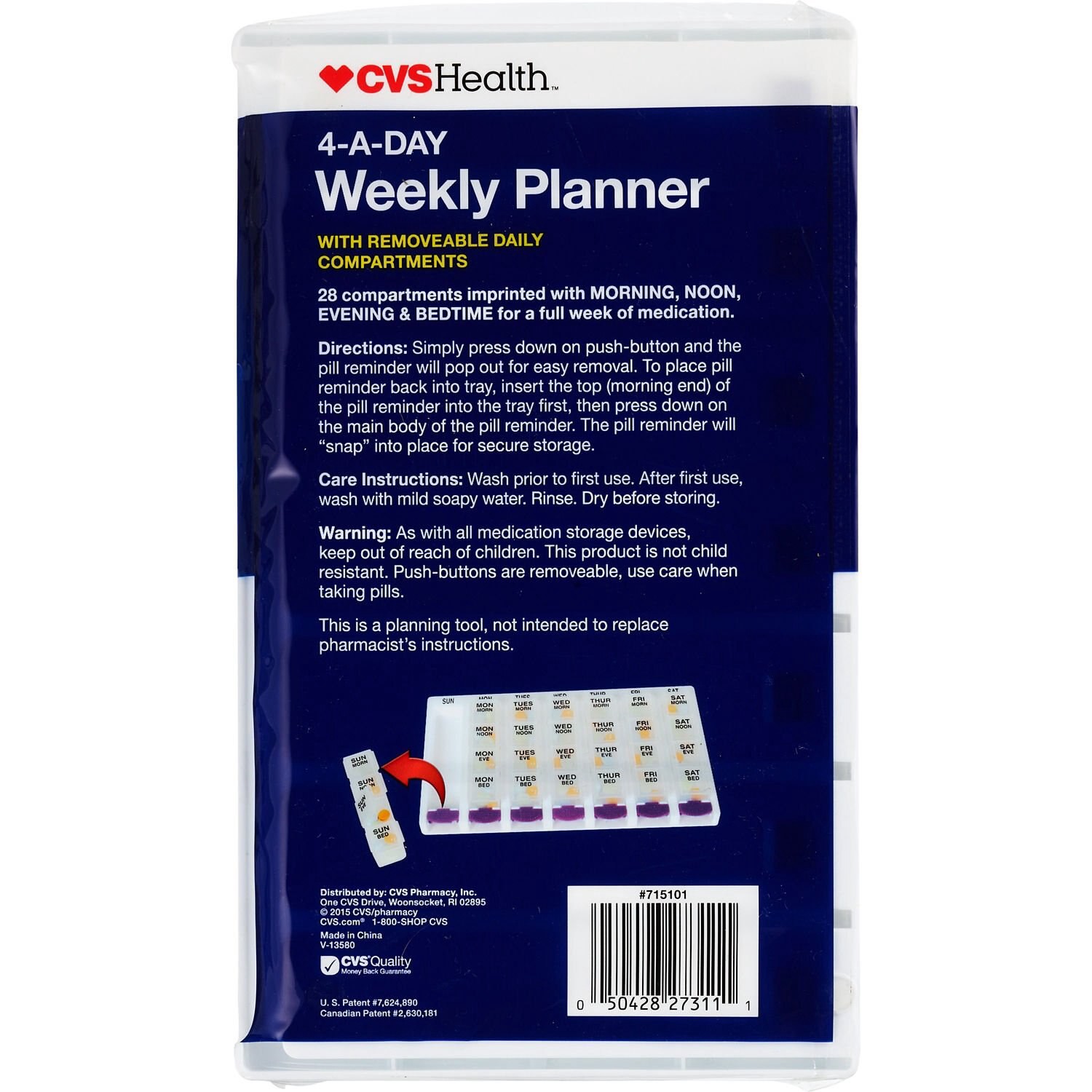 slide 3 of 4, CVS Health 4-A-Day Weekly Pill Planner, 1 ct