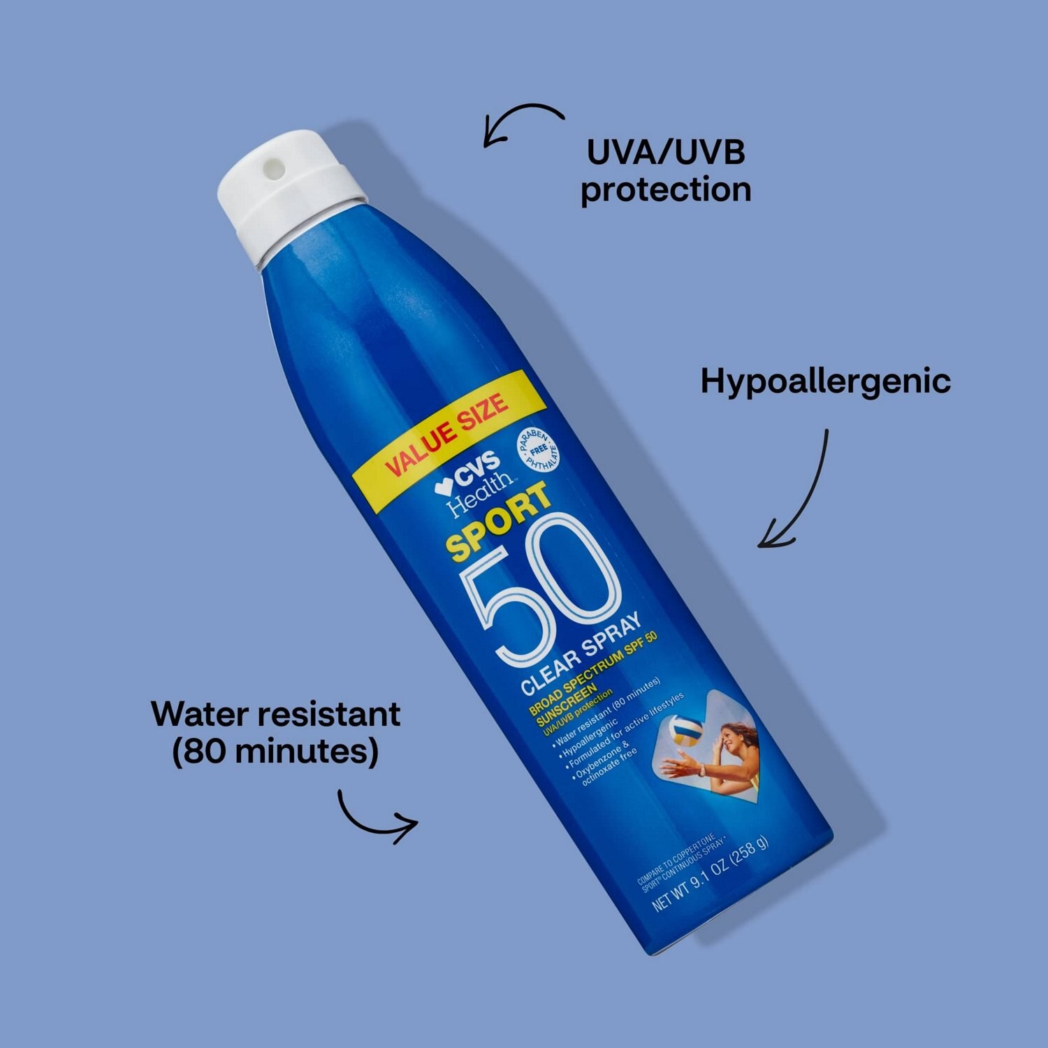 slide 4 of 9, CVS Health Sport Clear Spray Sunscreen Broad Spectrum Spf 50, 1 ct