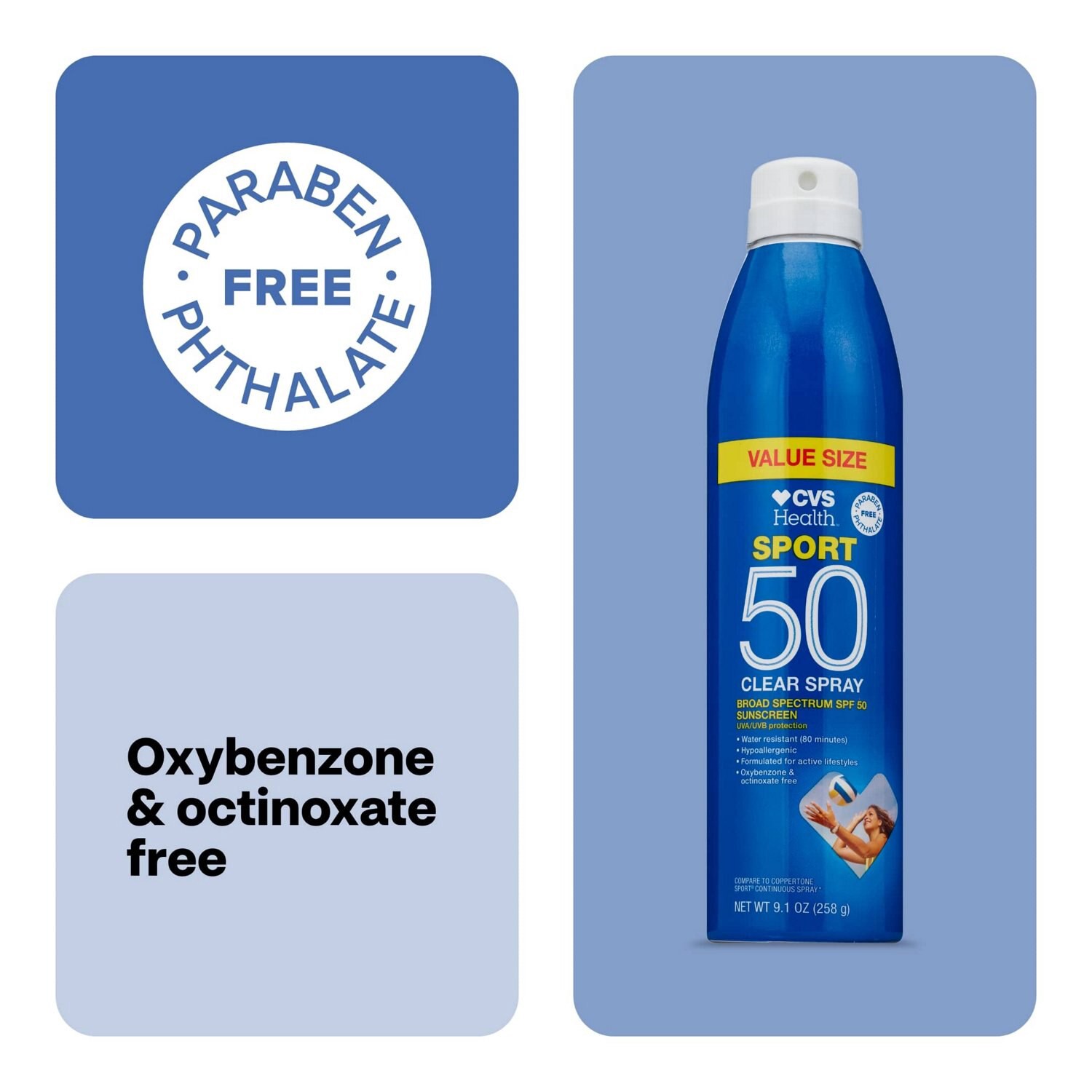 slide 2 of 9, CVS Health Sport Clear Spray Sunscreen Broad Spectrum Spf 50, 1 ct