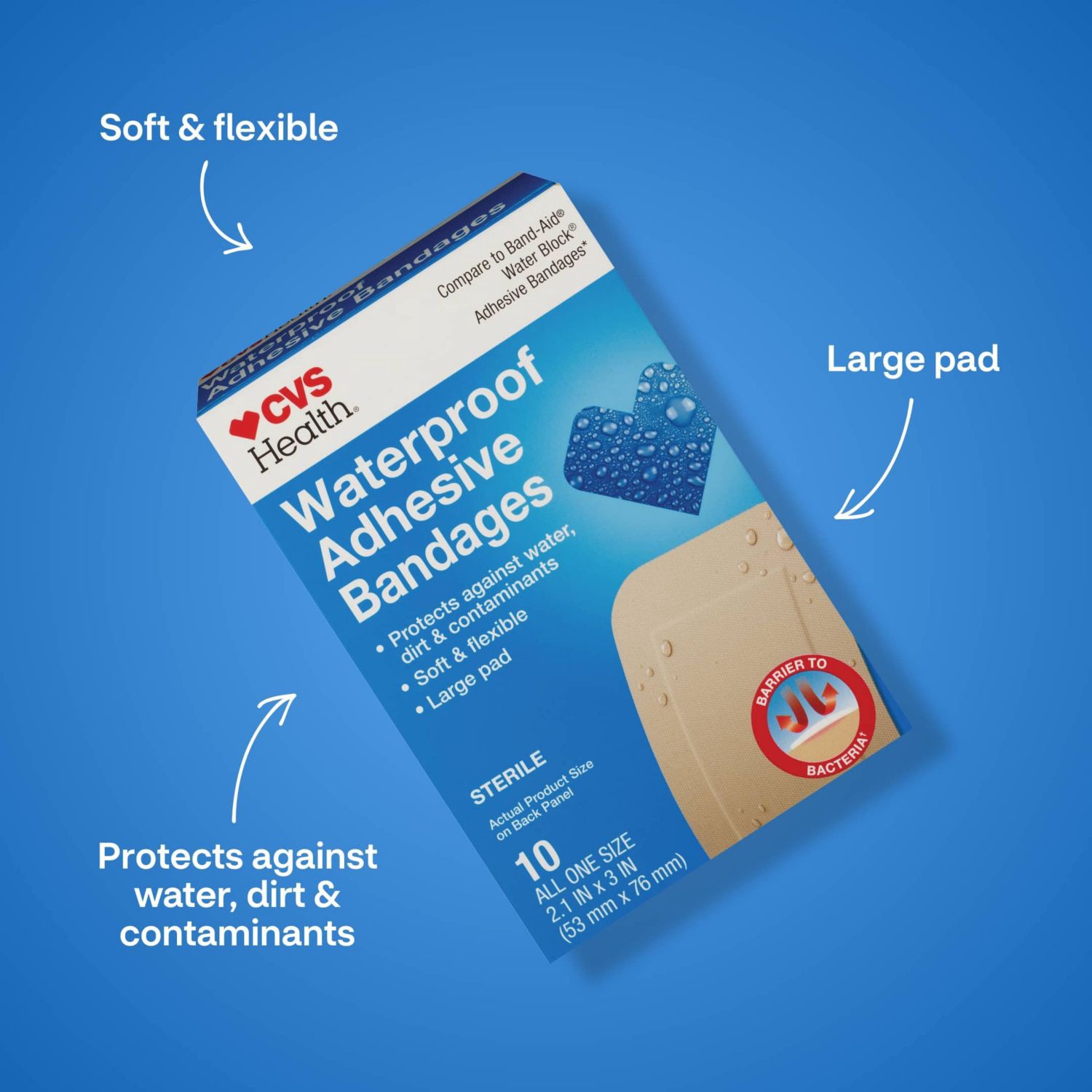 slide 6 of 10, Cvs Health Waterproof Adhesive Bandages, 10 Ct, 1 ct