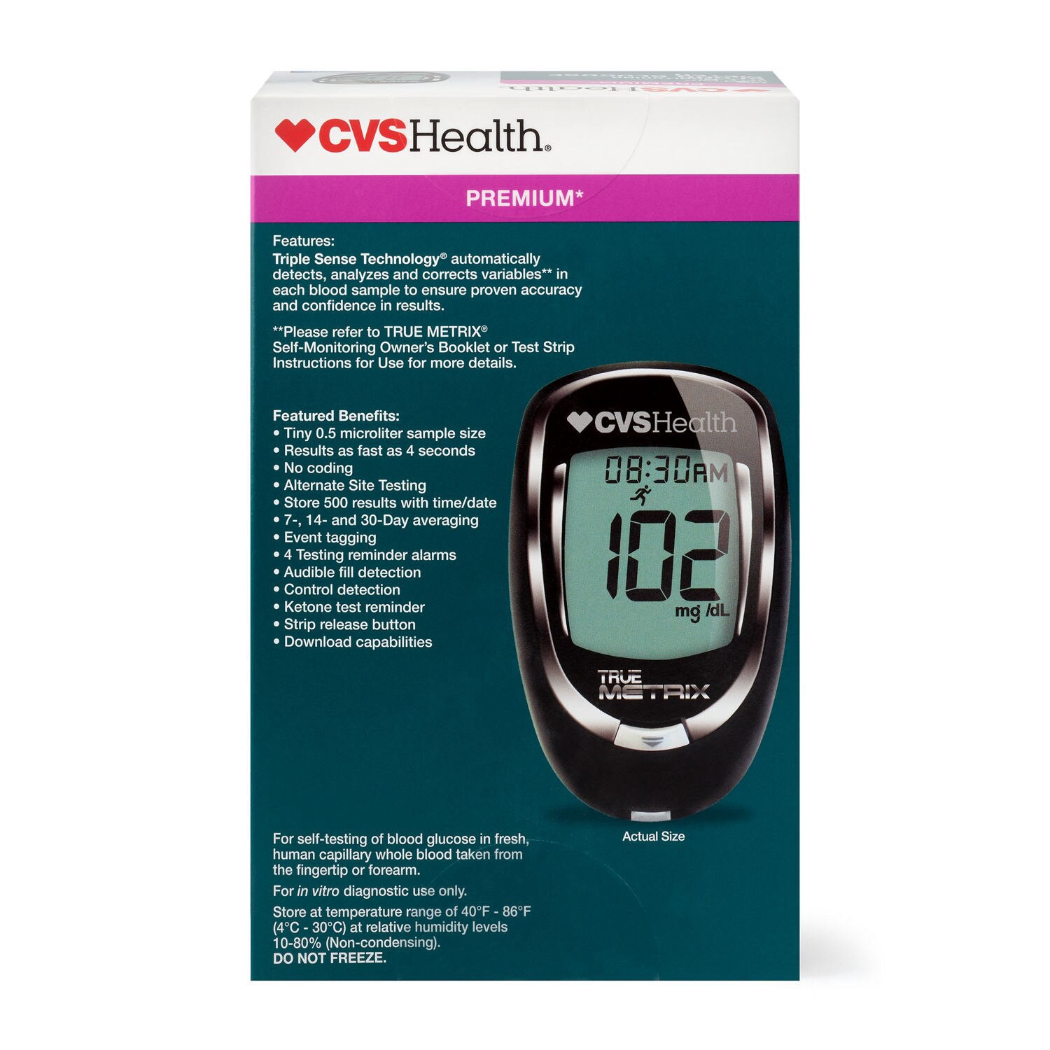 slide 6 of 10, CVS Health True Metrix Self-Monitoring Blood Glucose Meter, 1 ct