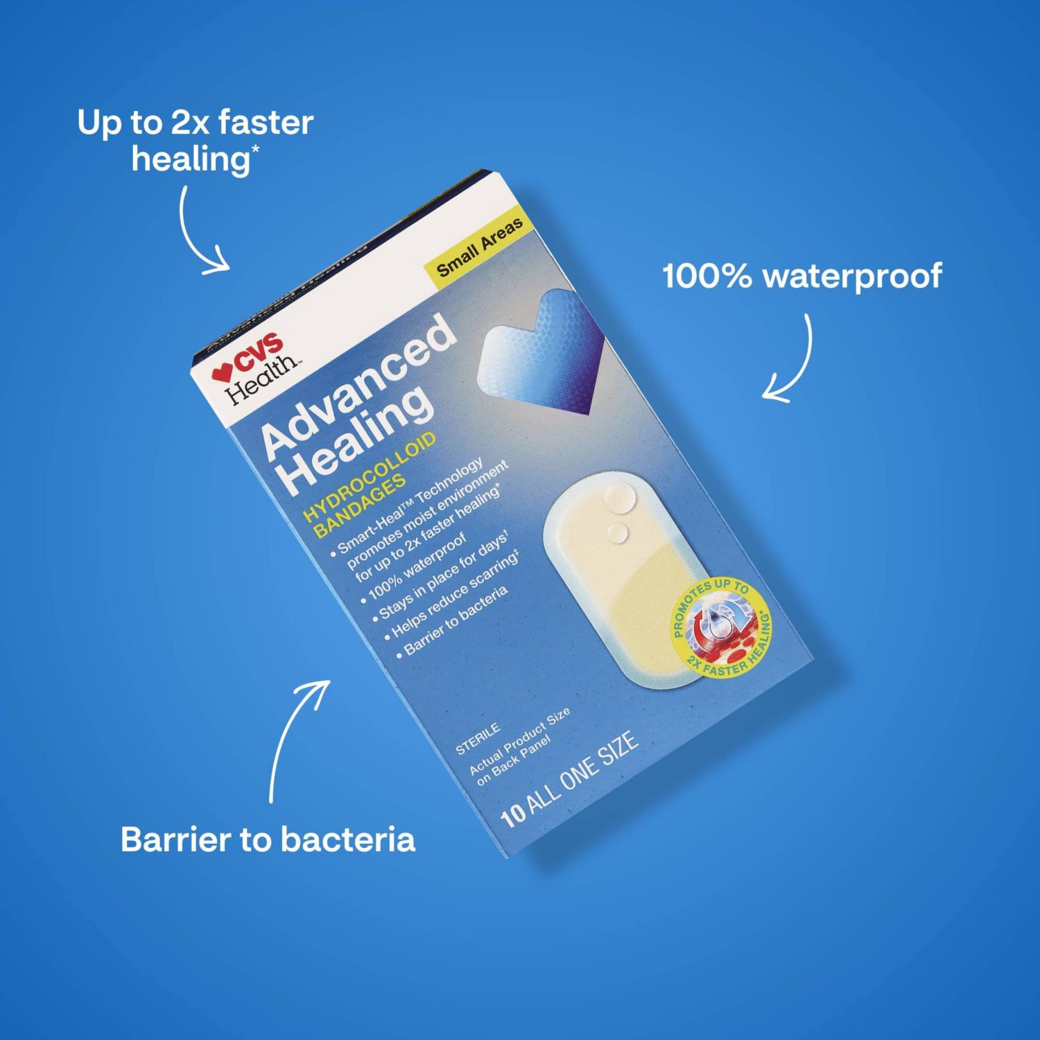 slide 7 of 9, CVS Health Advanced Healing Premium Bandages, Small, 10 Ct, 1 ct