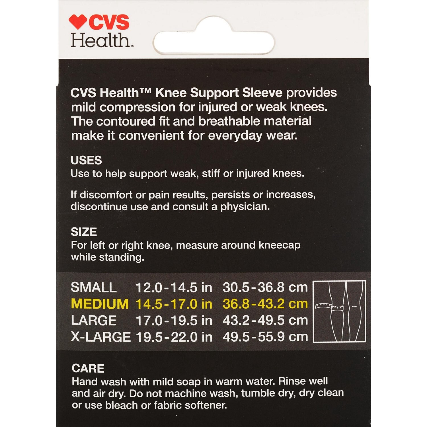 slide 5 of 5, CVS Health Knee Support Sleeve, Medium, 1 ct
