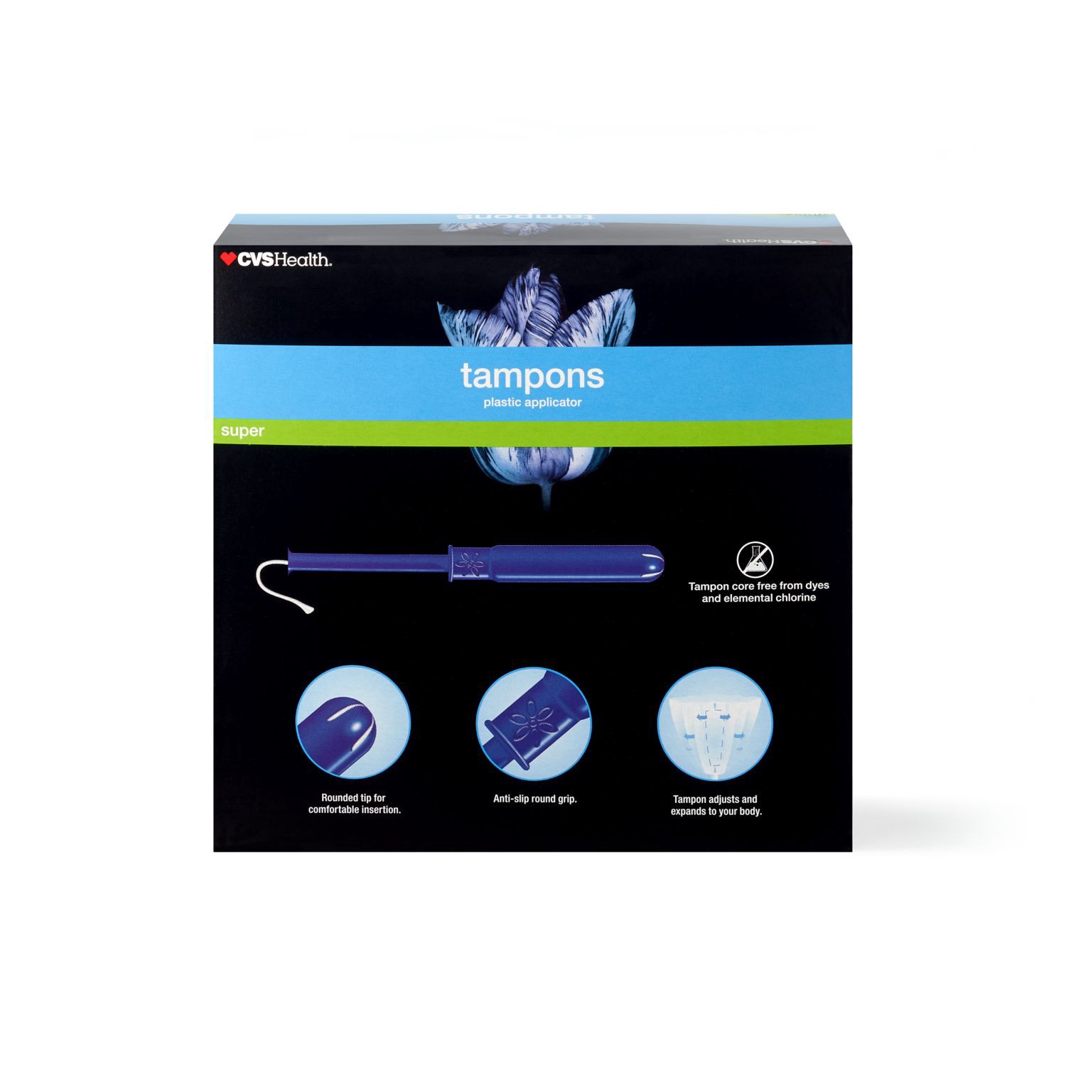 slide 5 of 6, CVS Health Plastic Tampons, Unscented, Super, 36 Ct, 1 ct