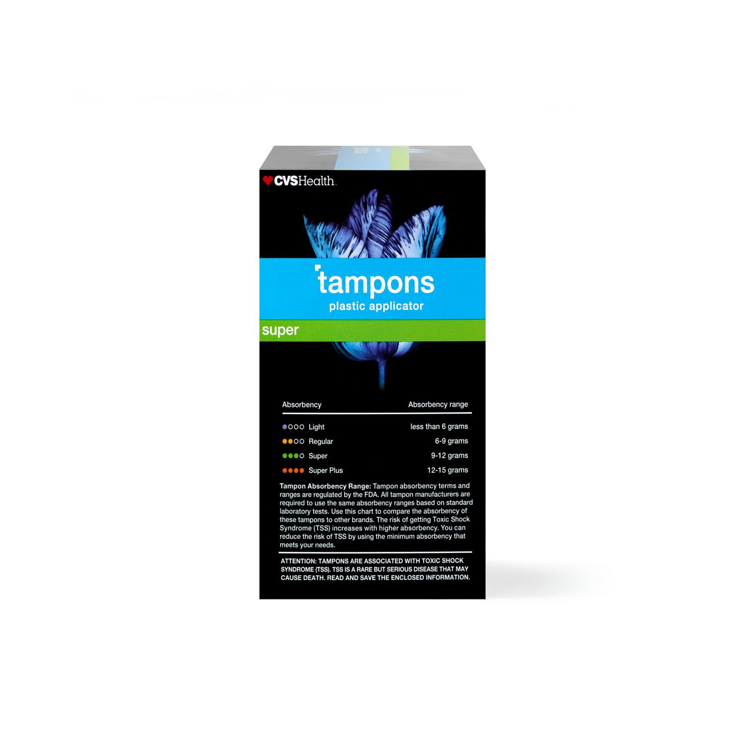 slide 6 of 6, CVS Health Plastic Tampons, Unscented, Super, 36 Ct, 1 ct