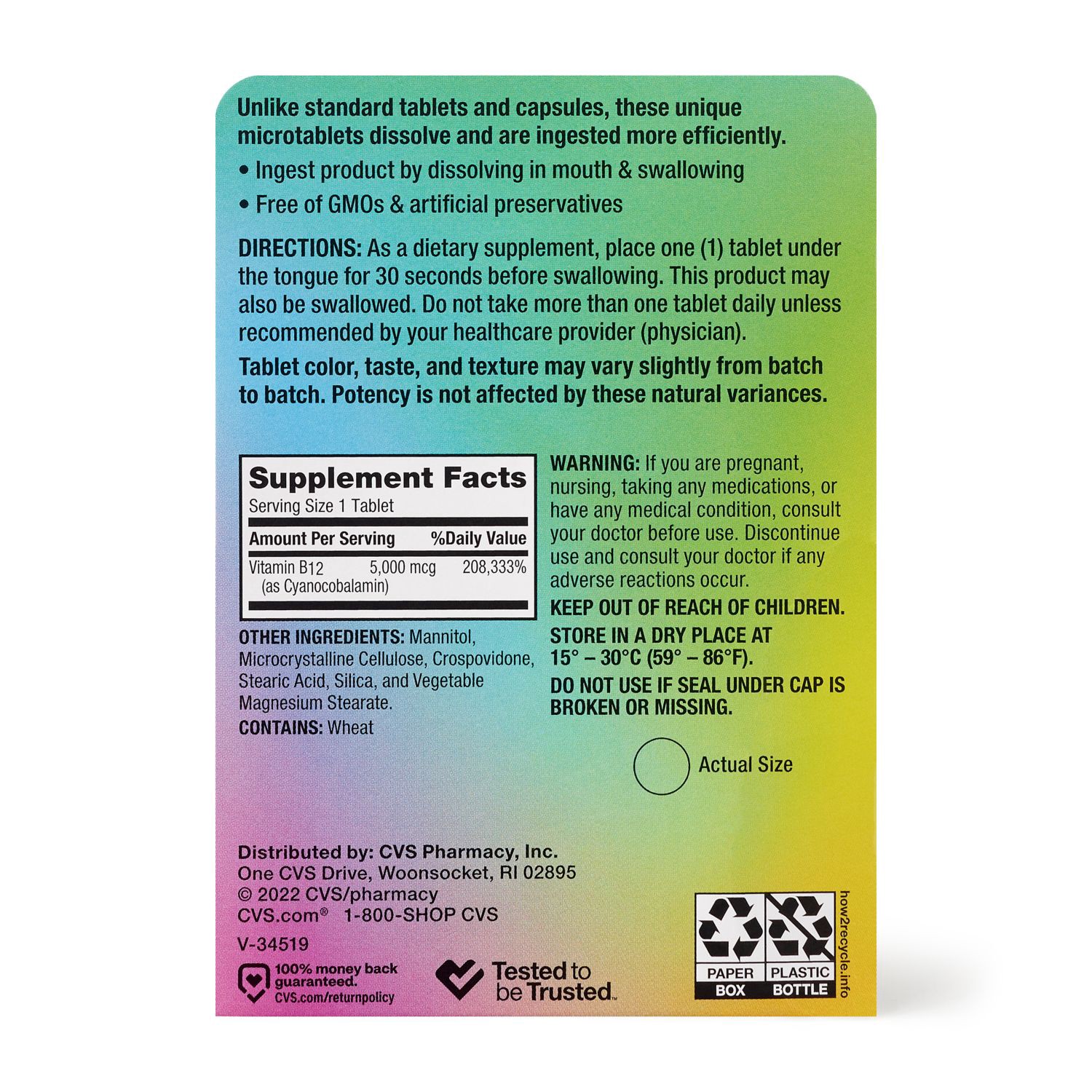 slide 4 of 6, CVS Health Vitamin B12 Microtablets, 100 Ct, 1 ct