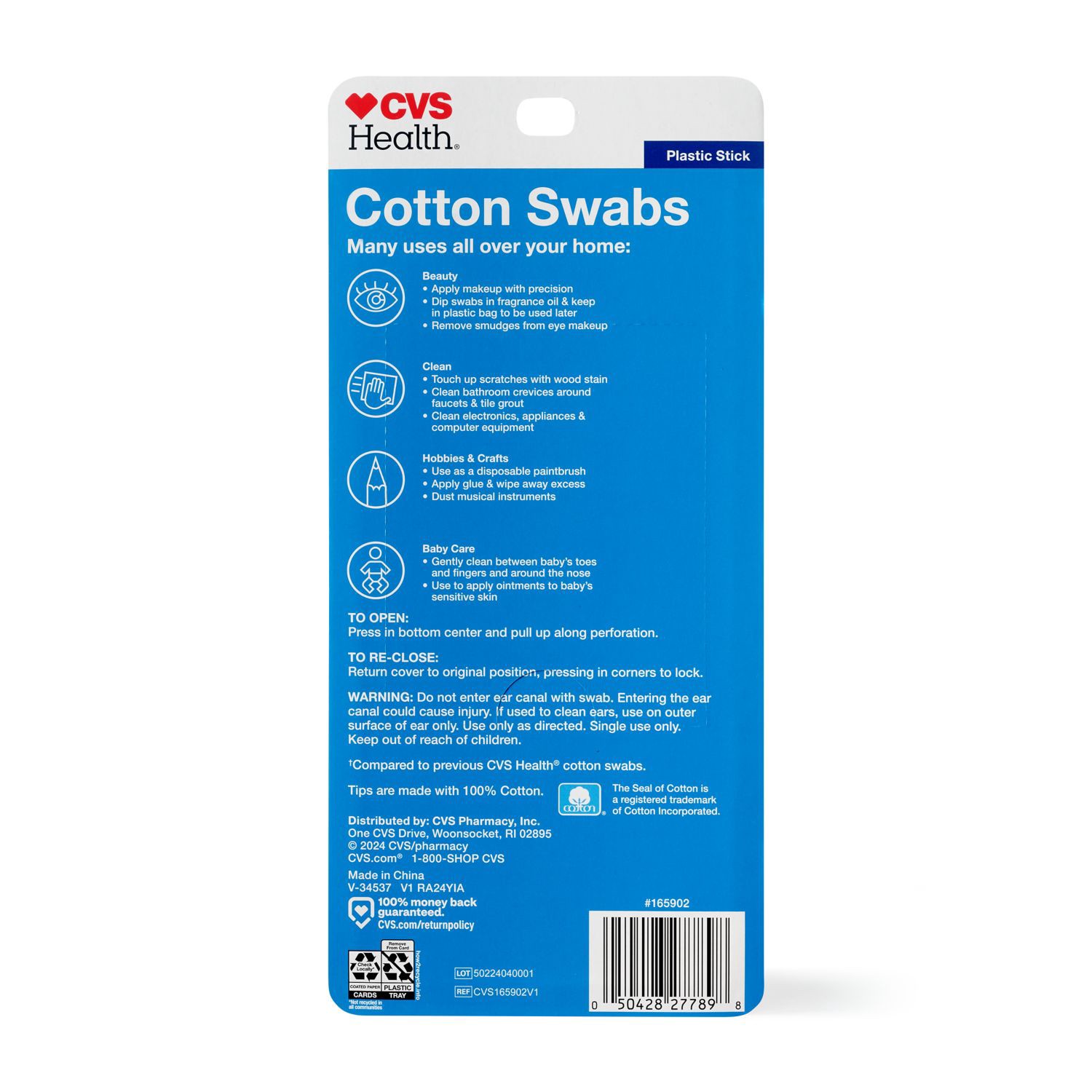 slide 3 of 3, Cvs Health Cotton Swabs Flexible Plastic Sticks, 375 Ct, 375 ct