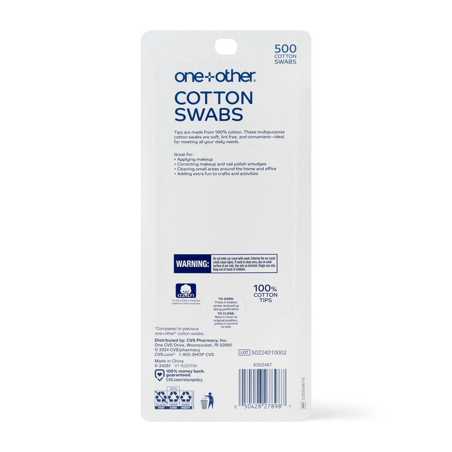 slide 3 of 5, One+Other Cotton Swabs, 500Ct, 500 ct