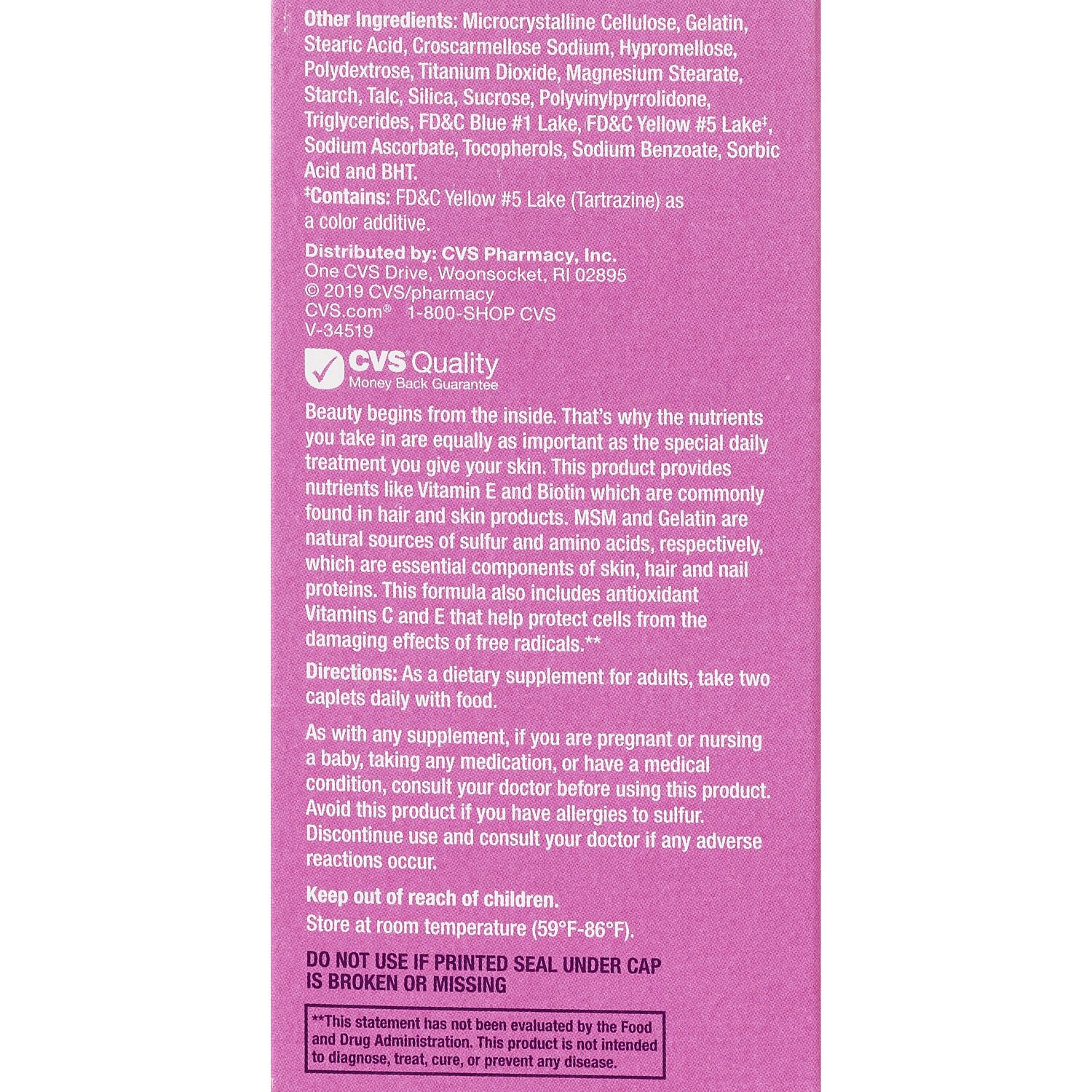 slide 2 of 5, CVS Health Hair, Skin & Nails Caplets, 60 Ct, 1 ct