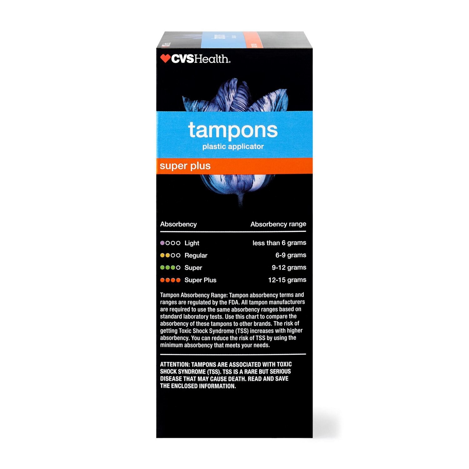 slide 5 of 5, CVS Health Tampons, Super Plus, 18 Ct, 1 ct