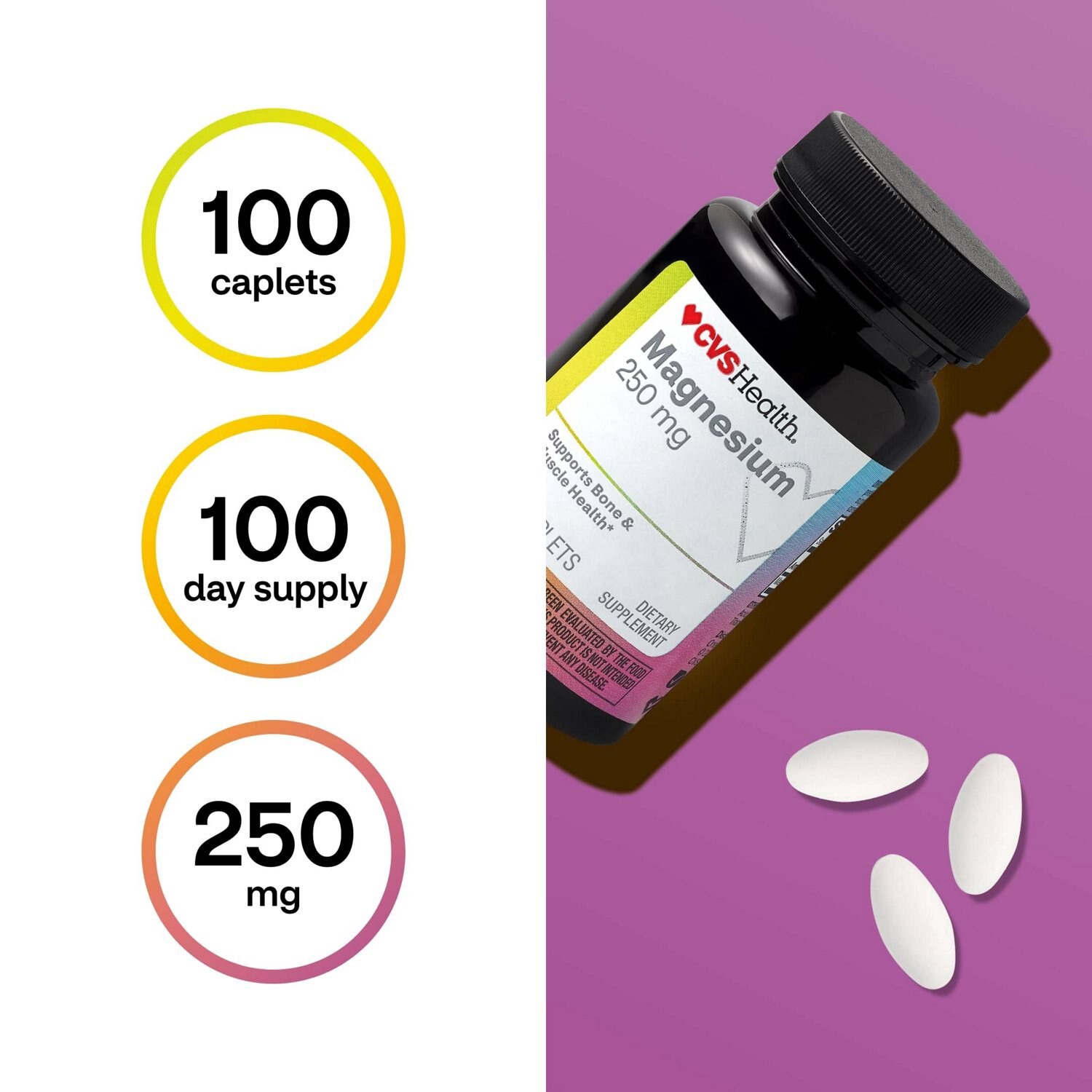 slide 9 of 11, CVS Health Magnesium Caplets, 100 Ct, 1 ct