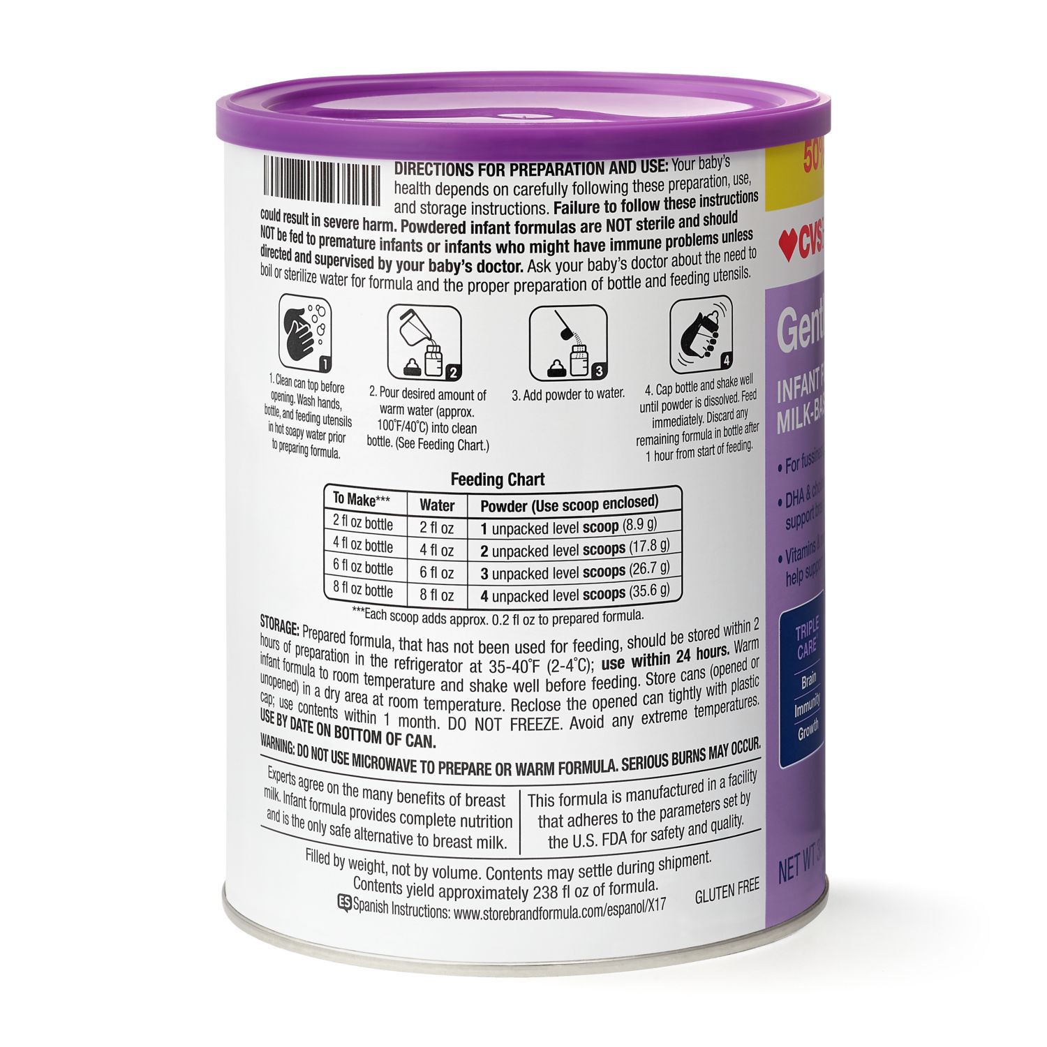 slide 3 of 4, CVS Health Gentle Infant Formula, 33.2 Oz, 33.2 oz