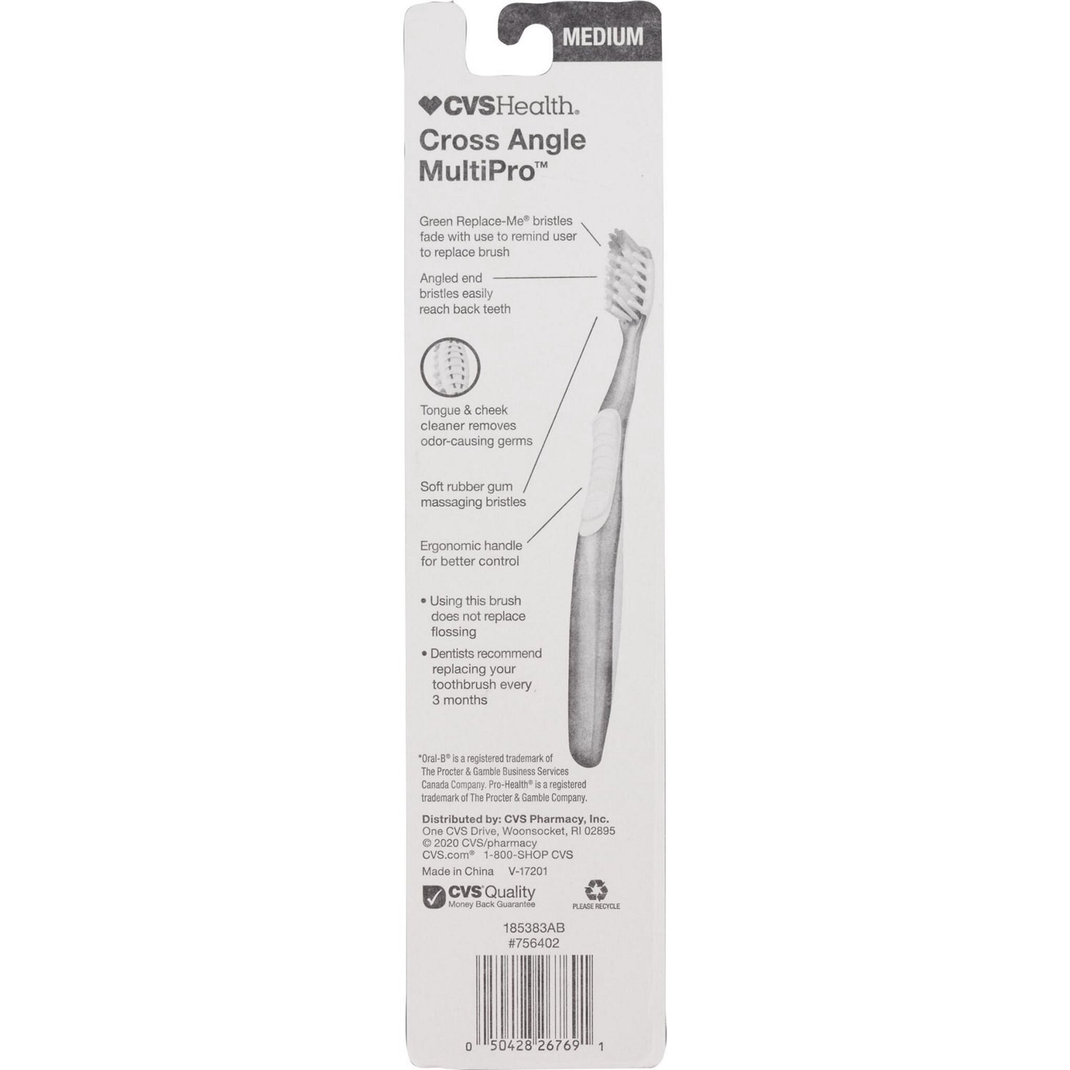 slide 2 of 6, CVS Health Cross Angle Multipro Toothbrush, Medium Bristle, 2 Ct, 1 ct