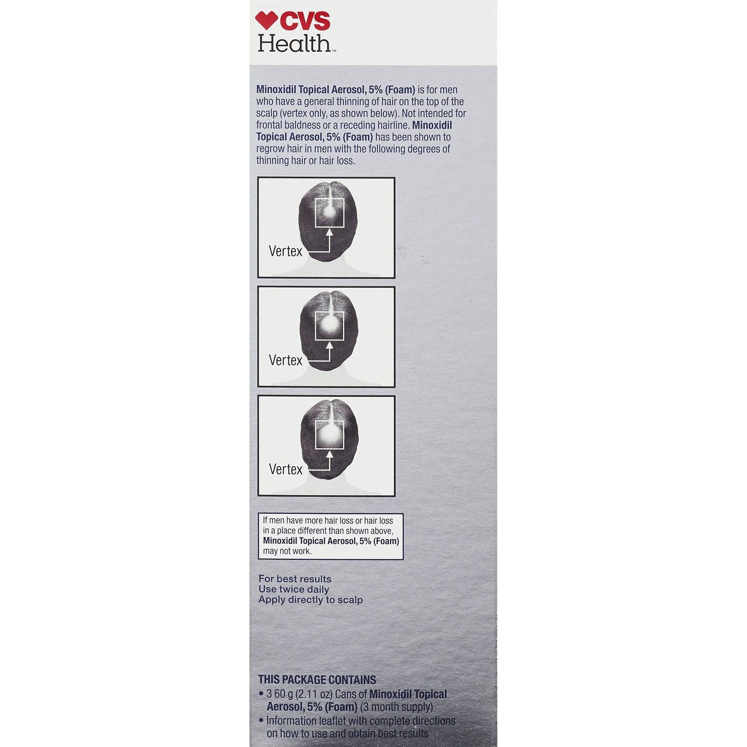 slide 5 of 5, Cvs Health Men's 5% Minoxidil Foam Treatment For Hair Regrowth, 3 Month Supply, 1 ct