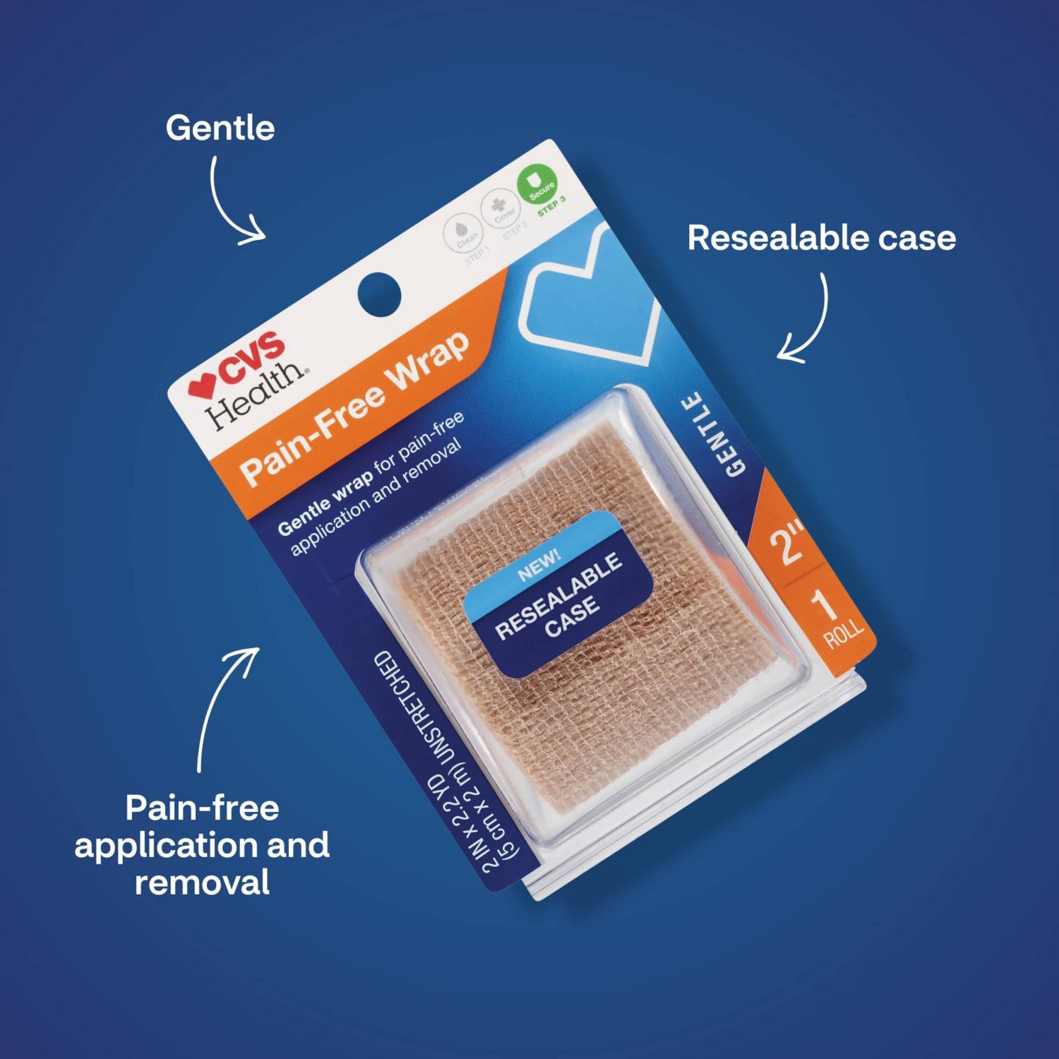 slide 2 of 4, Cvs Health Pain-Free Gentle Wrap, Beige, 1 Ct, 1 ct