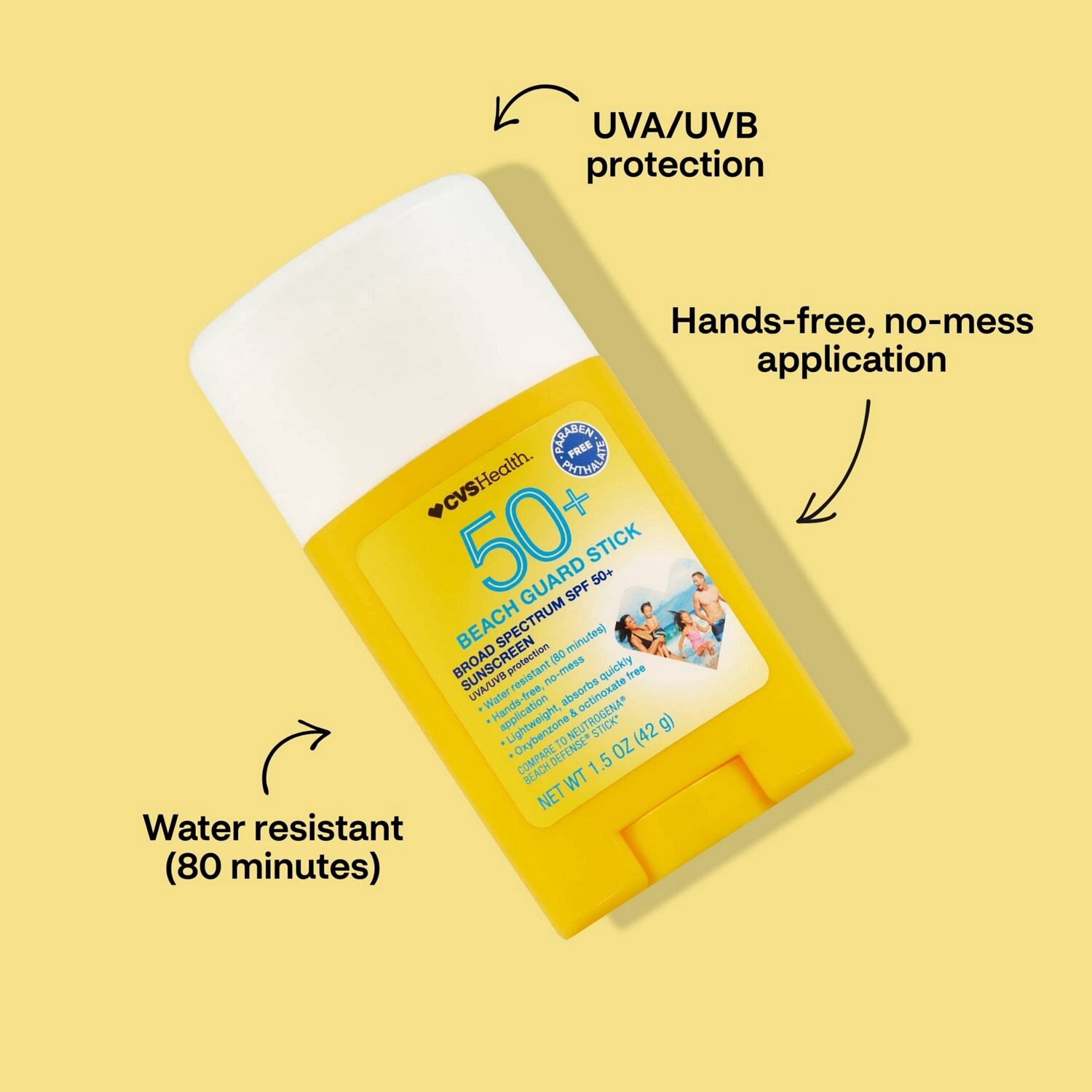 slide 5 of 10, CVS Health Beach Guard Sunscreen Sunstick Spf 50, 1.5 Oz, 1 ct