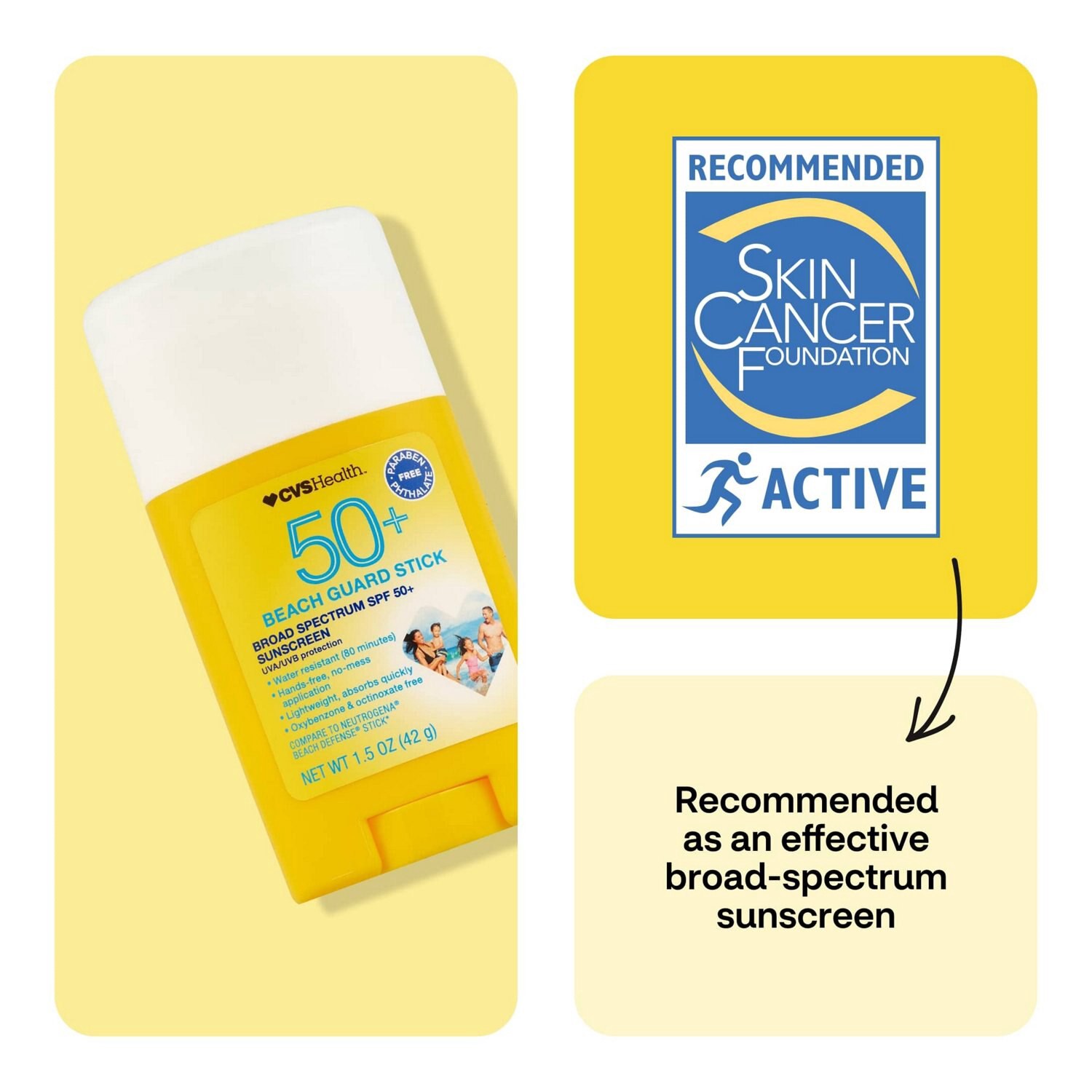 slide 6 of 10, CVS Health Beach Guard Sunscreen Sunstick Spf 50, 1.5 Oz, 1 ct