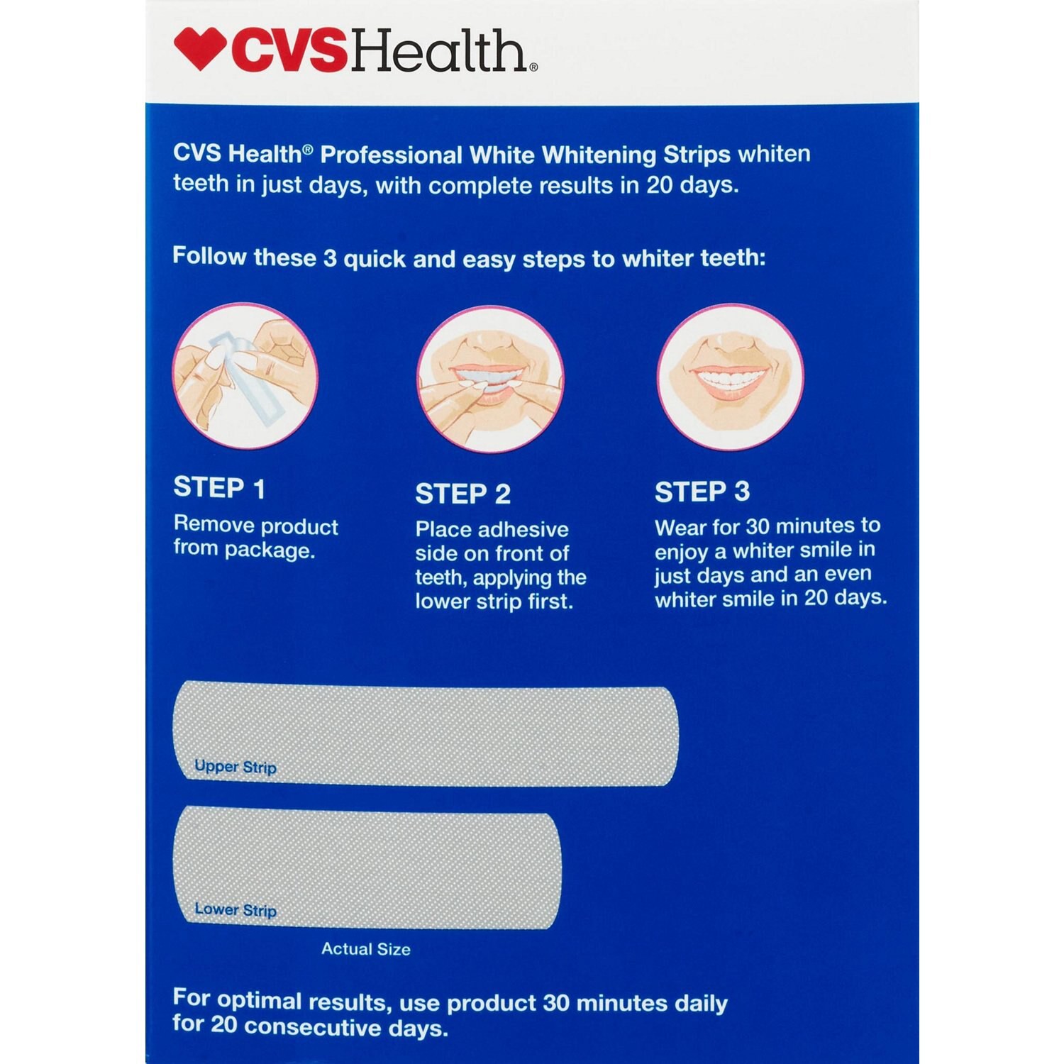 slide 5 of 5, CVS Health Professional White Teeth Whitening Strips, 20 Treatments, 20 ct