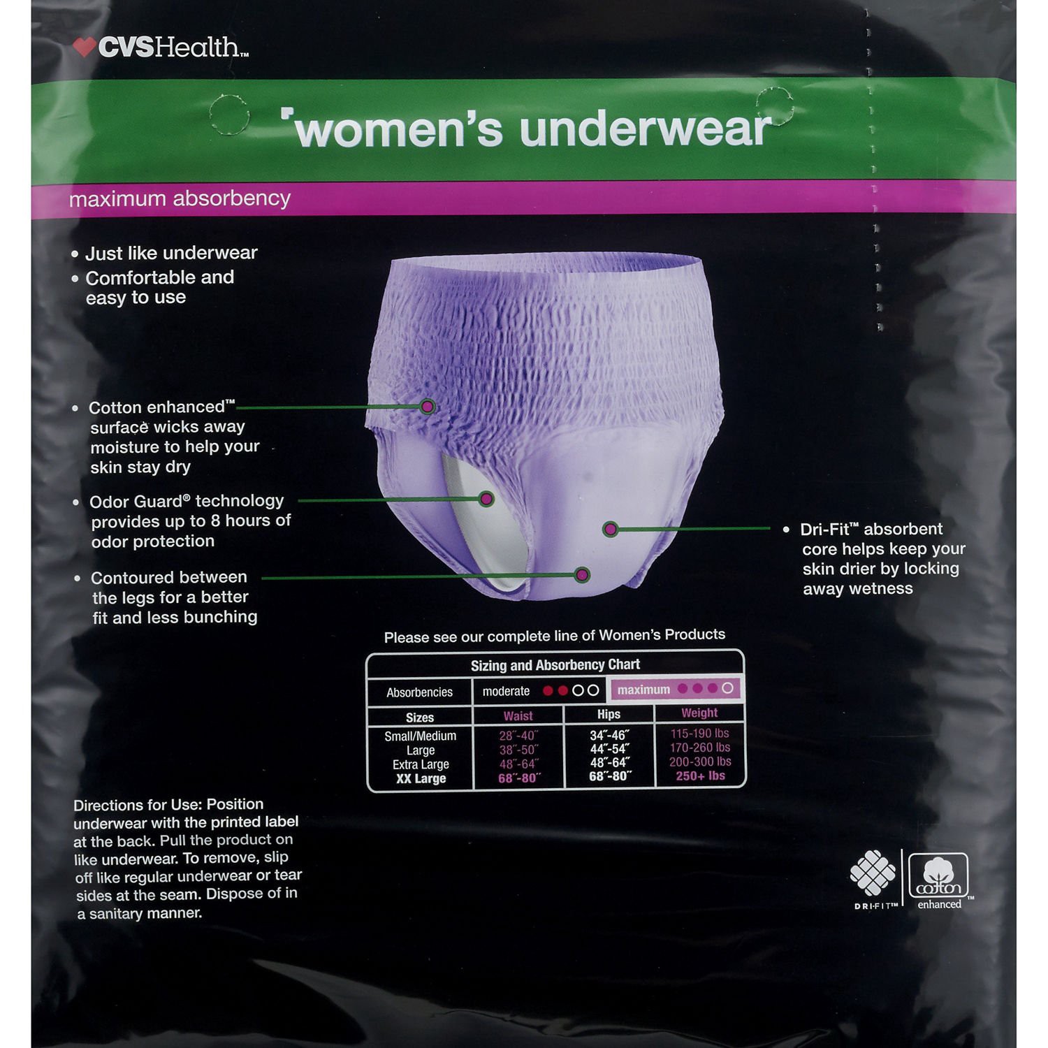 slide 5 of 5, CVS Health Women's Underwear, Maximum Absorbency, Xxl, 14 Ct, 1 ct