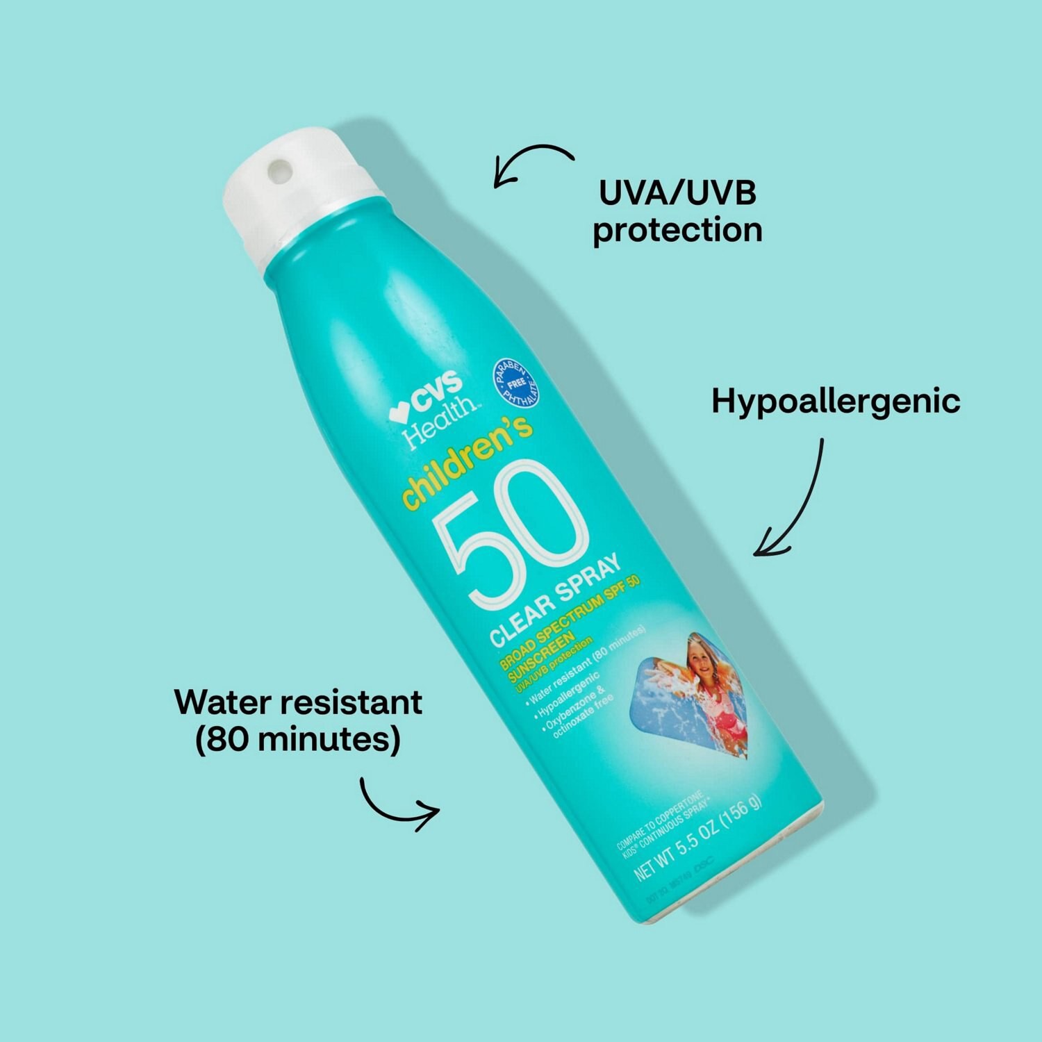 slide 2 of 9, CVS Health Kids Sunscreen Spray, Clear, 1 ct