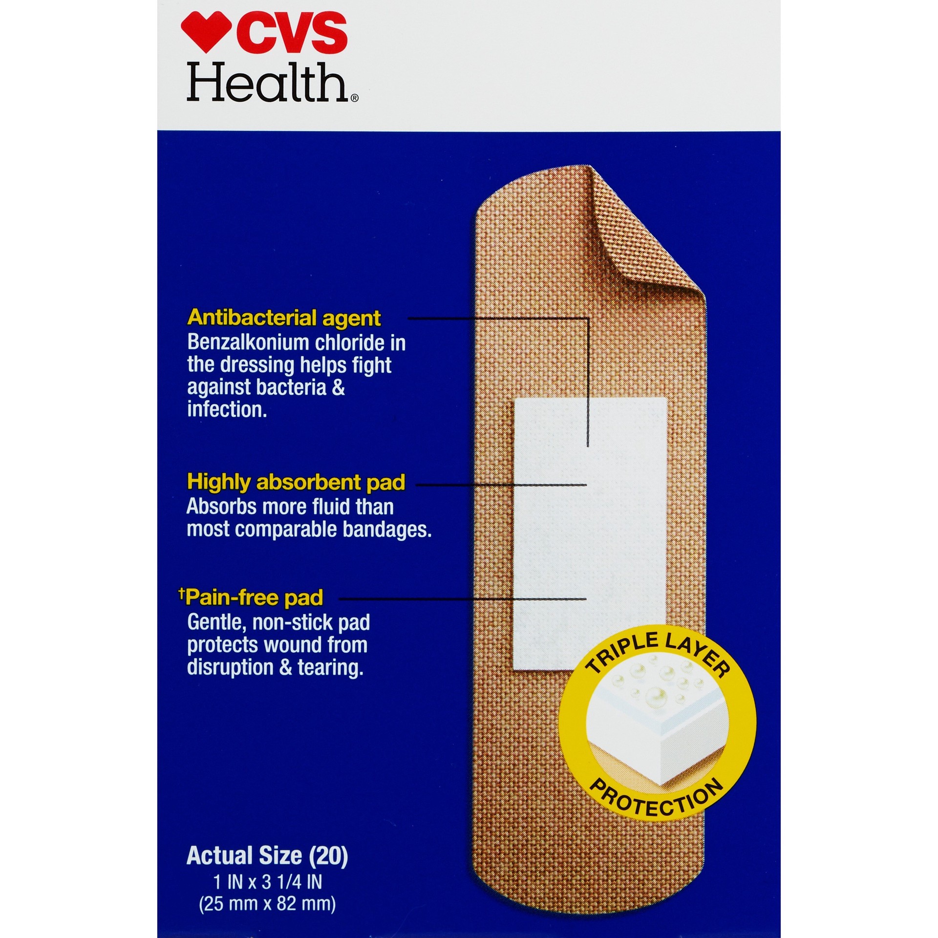 slide 4 of 11, CVS Health Heavy Duty Fabric Anti-Bacterial Bandages, One Size, 20 Ct, 1 ct