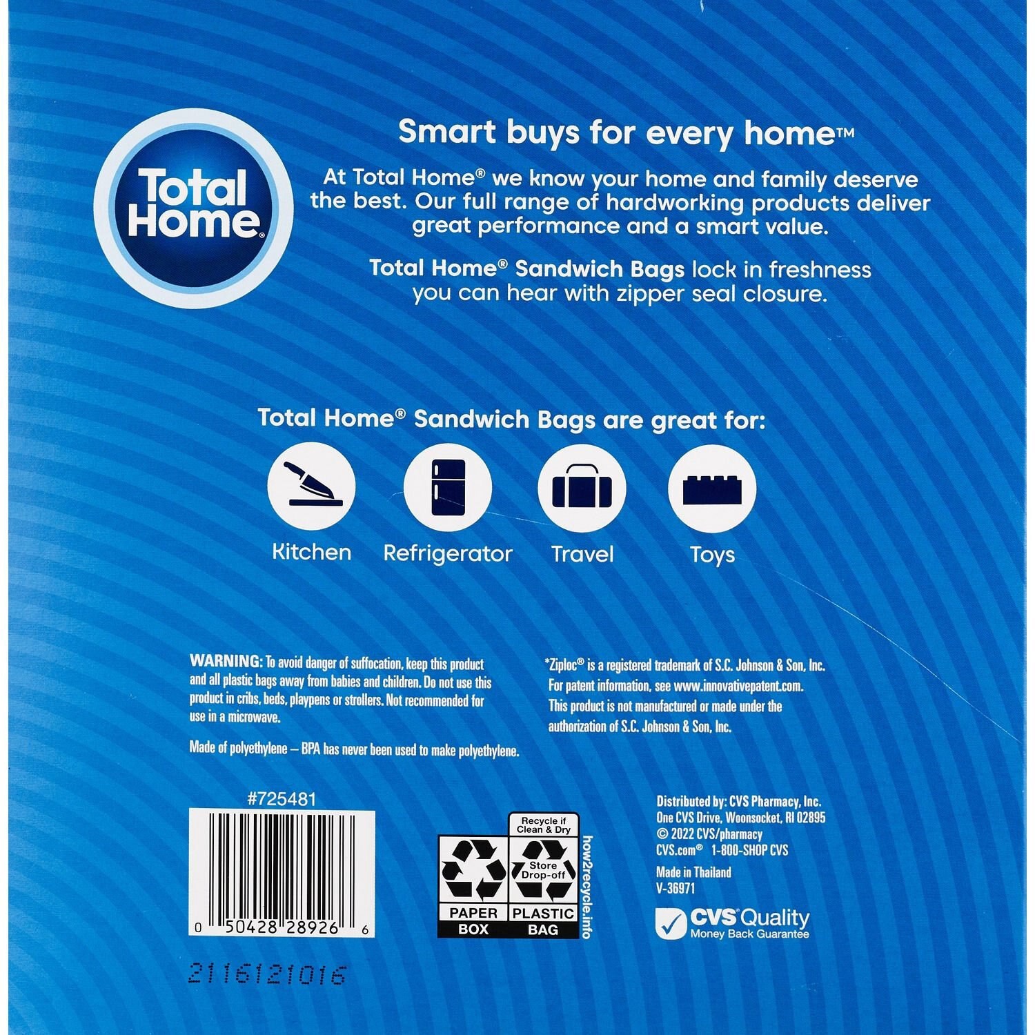 slide 5 of 5, Total Home Sandwich Bags, 280 Ct, 1 ct