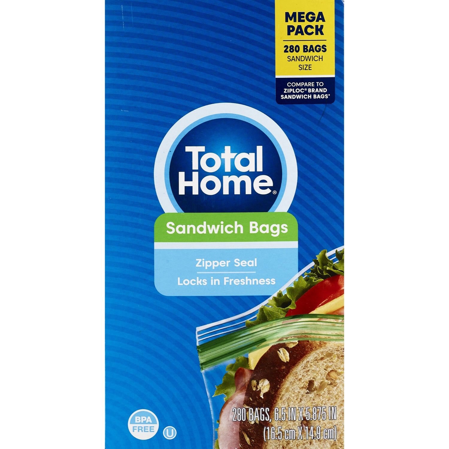slide 3 of 5, Total Home Sandwich Bags, 280 Ct, 1 ct