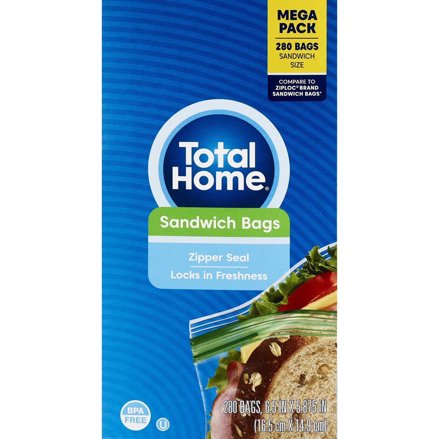 slide 2 of 5, Total Home Sandwich Bags, 280 Ct, 1 ct