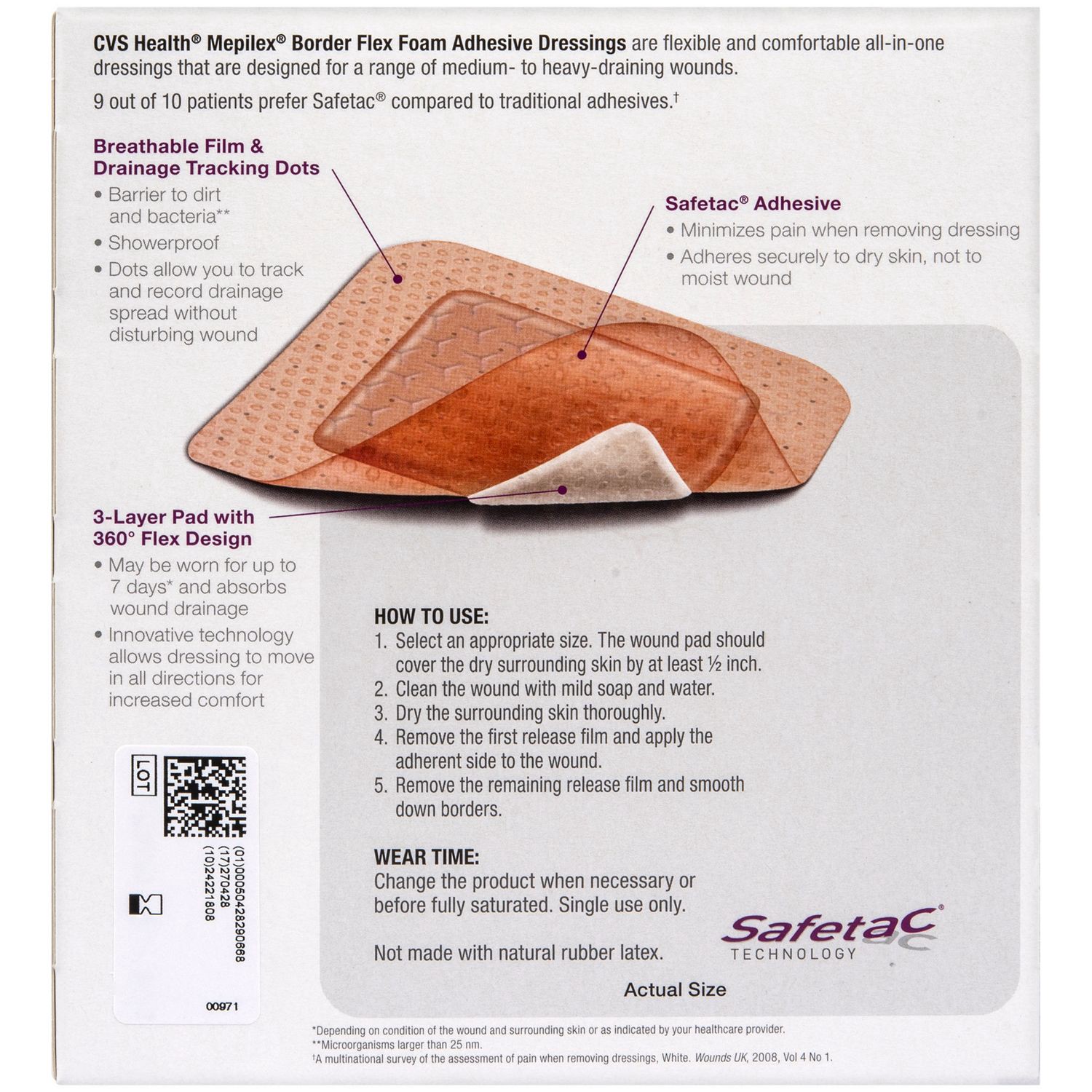 slide 3 of 3, Cvs Health Foam Adhesive Sterile Dressings, 2 Ct, 2 ct