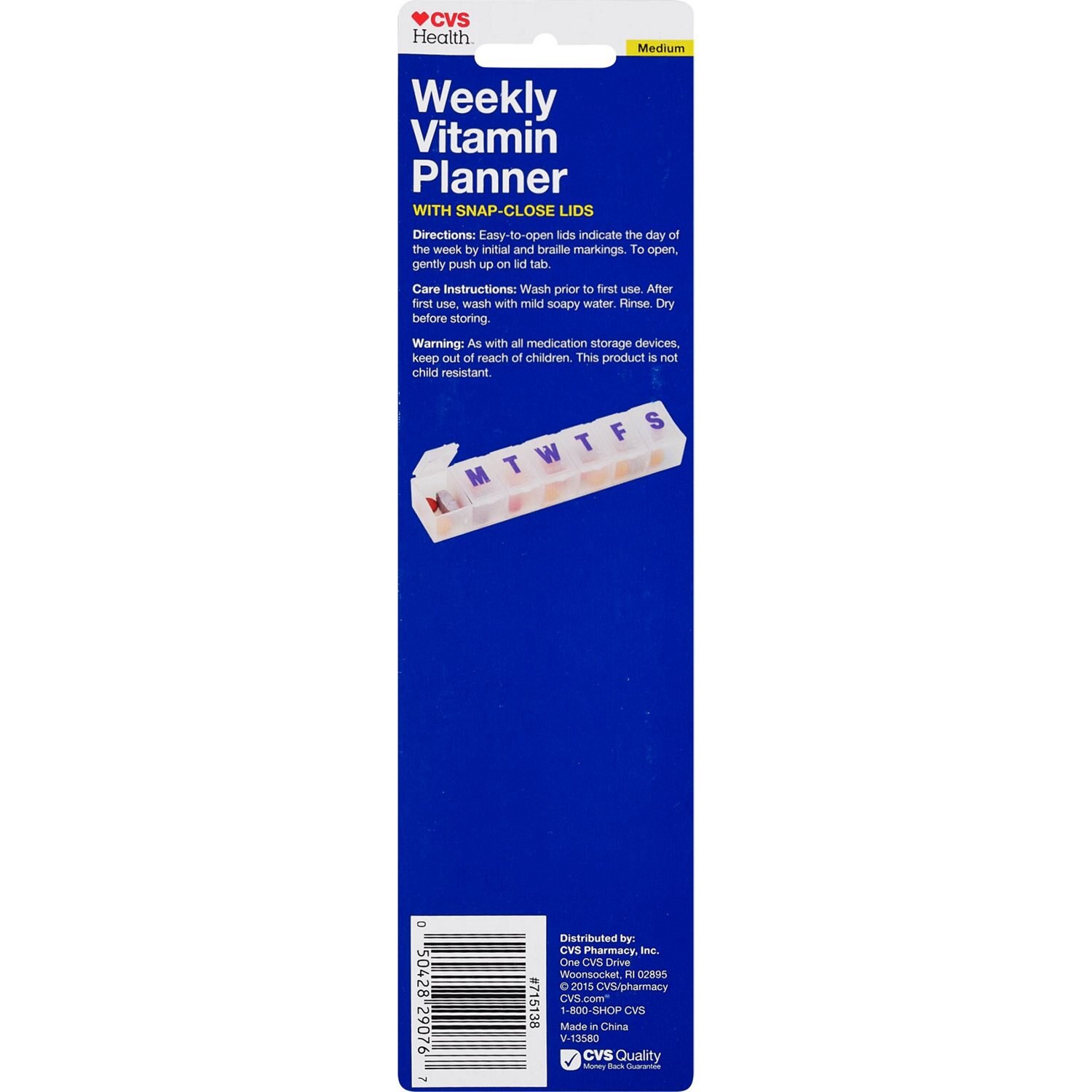 slide 4 of 4, CVS Health Weekly Vitamin Planner, Medium, 1 ct